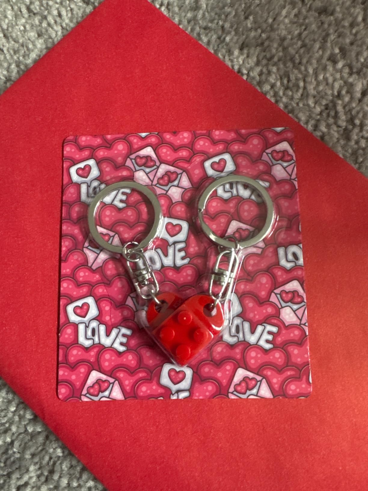 Couples Matching Stuff Gifts - Red Heart Keychain, Matching Couple Heart Keychains Decorations Christmas Valentines Day Gifts for Boyfriend Girlfriend - Customer Photo 1