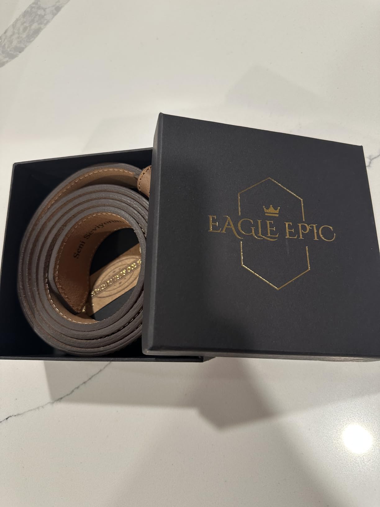 Eagle Epic Custom 100% Genuine Leather Belt for Mens Valentine's Day Gift, Handmade Personalized Engraved Classic Casual Leather Belt, Leather for Your Valentine, Anniversary, Him Men Customized Gifts - Customer Photo 2