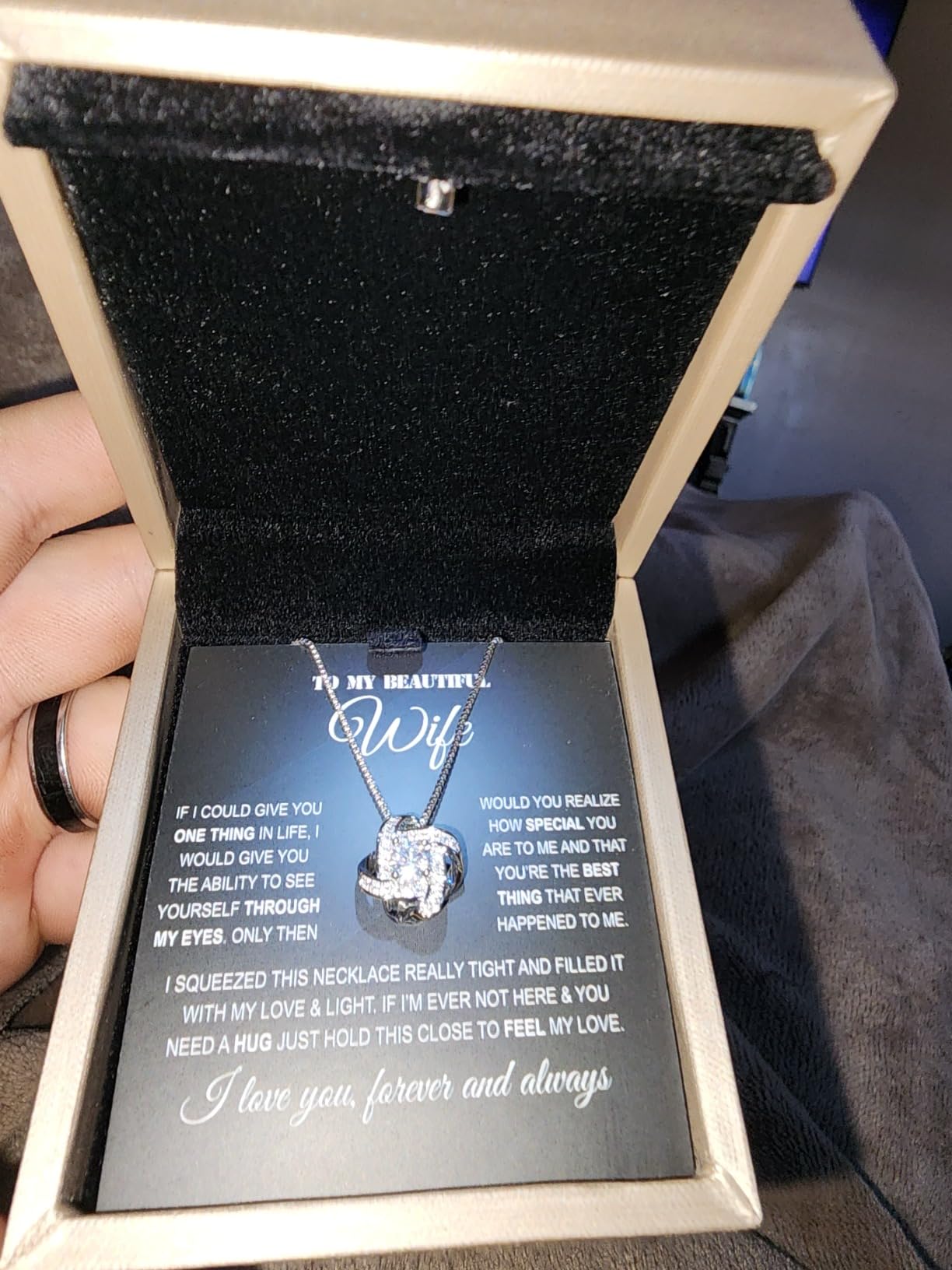 Larvincy To My Wife Necklace From Husband - Valentines Day Gifts for Her with Heartfelt Message Card, Premium Gold-Plated Wife Jewelry in Elegant Box - Customer Photo 4