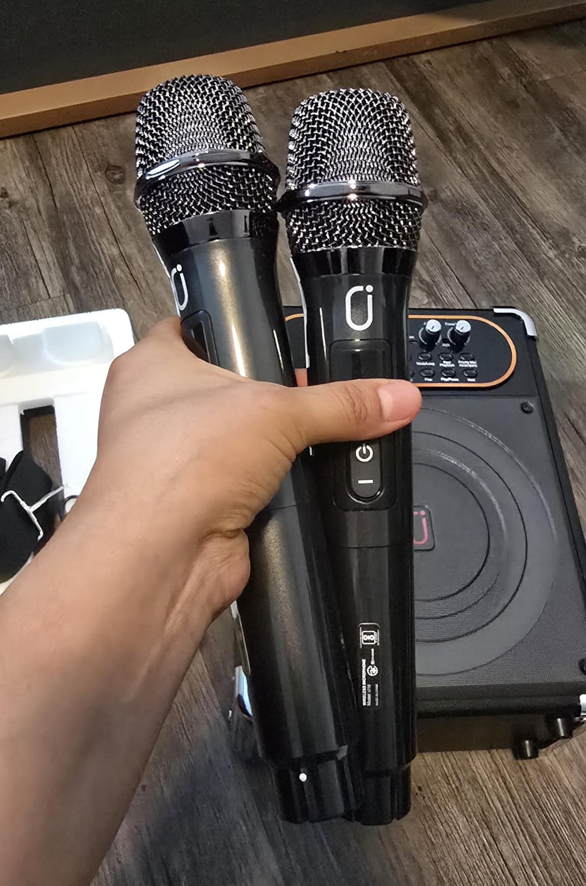 Karaoke Machine, Portable Bluetooth 5.3 Speaker with 2 Wireless Microphones for Adults, PA System with Echo Adjustment, Support TWS/TF Card/USB/AUX/TVs Connected for Home Party customer photo 2