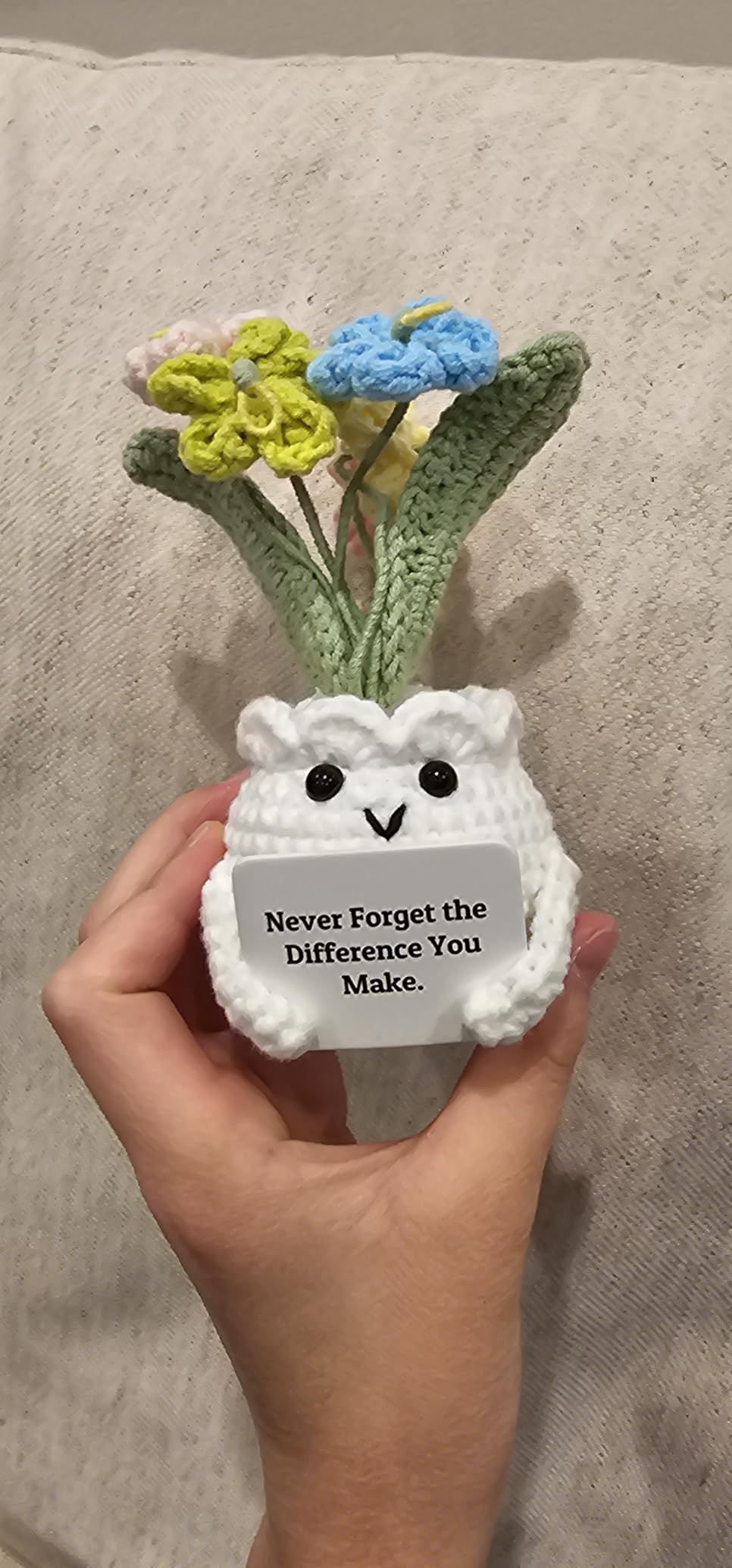 Crochet Rose Flower Potted Plant Red, Valentines Day Gift for Her, Handmade Knitted Romantic Desk Decor - Customer Photo 1