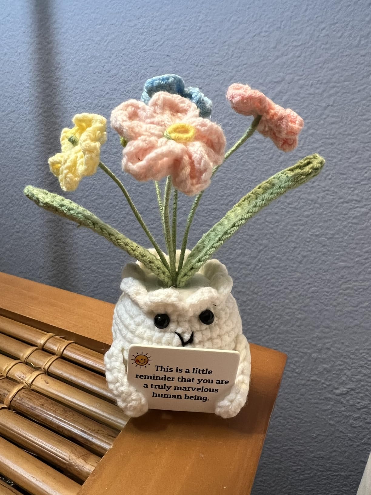 Crochet Rose Flower Potted Plant Red, Valentines Day Gift for Her, Handmade Knitted Romantic Desk Decor - Customer Photo 2