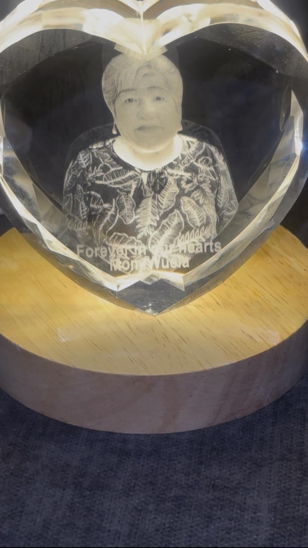 3D Crystal Photo, Valentines Day Personalized Gift for Women, Wife, Her, Him, Girlfriend, Mother, Boyfriend, Heart Glass Engraved 3D Crystal Picture, Custom Anniversary Birthday Couples Gifts - Customer Photo 1