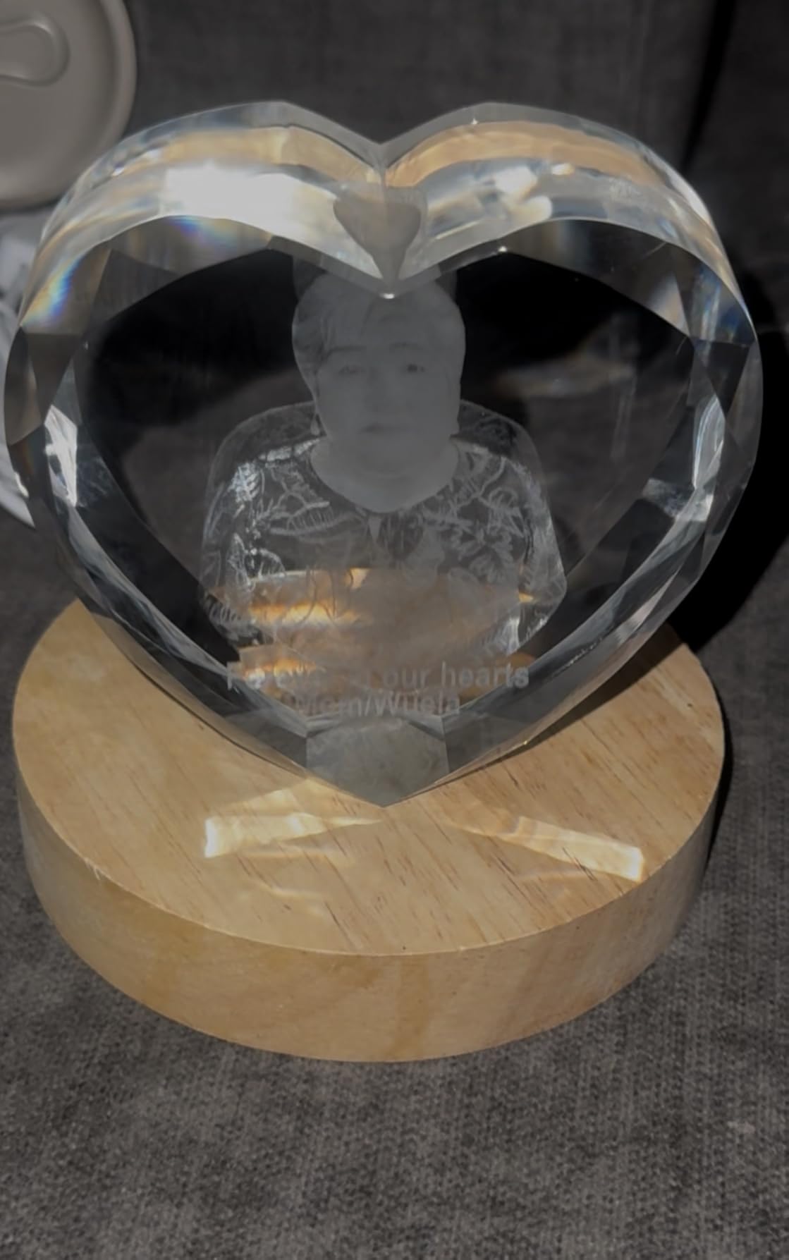 3D Crystal Photo, Valentines Day Personalized Gift for Women, Wife, Her, Him, Girlfriend, Mother, Boyfriend, Heart Glass Engraved 3D Crystal Picture, Custom Anniversary Birthday Couples Gifts - Customer Photo 2