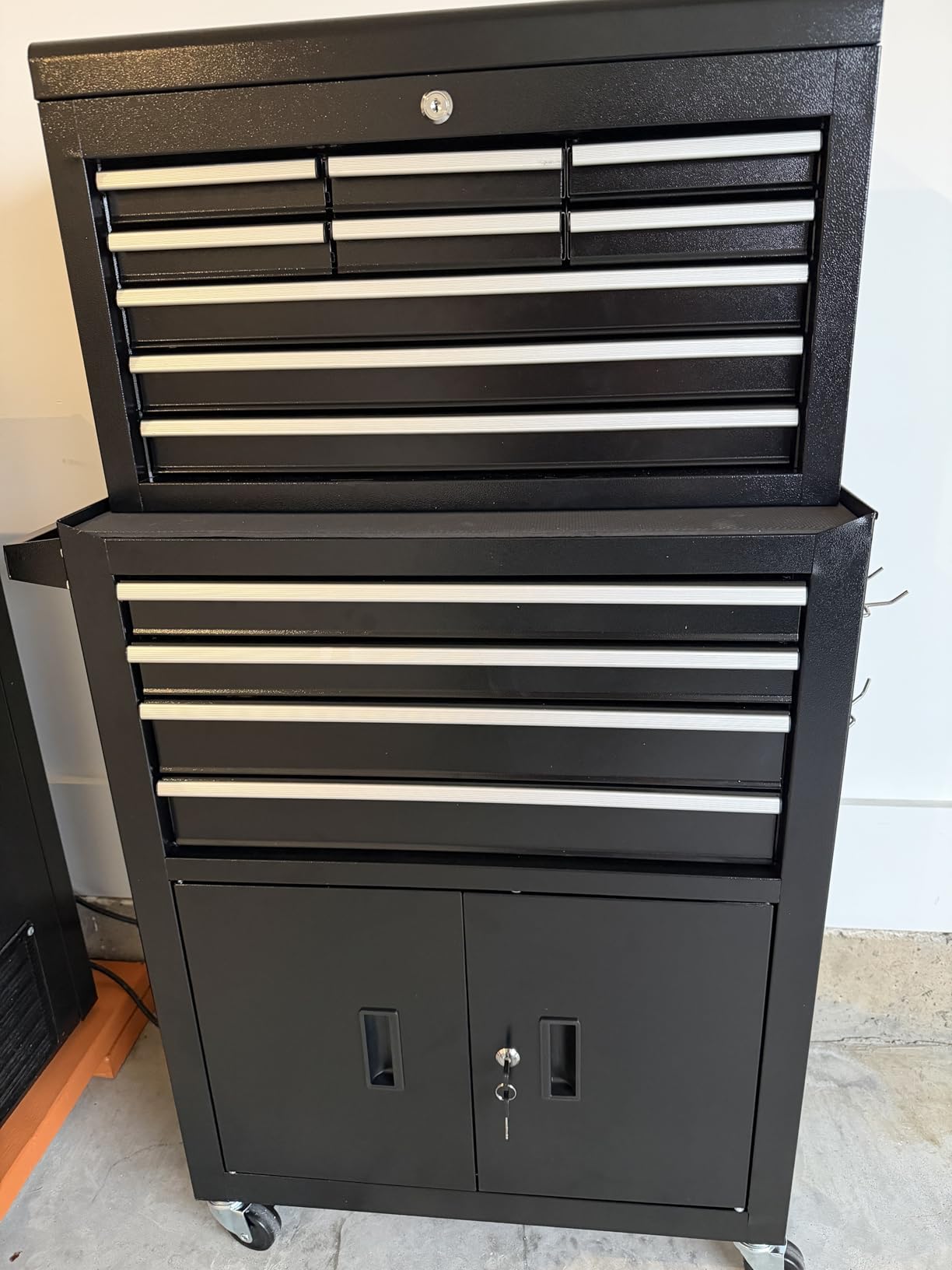13-Drawer Double Door Rolling Tool Chest, 2 in 1 Detachable Tool Chest,Tool Box with Drawers and Wheels, Large Tool Cabinet with Lock, Metal Standing Toolbox for Garage Workshop-Black customer photo 2