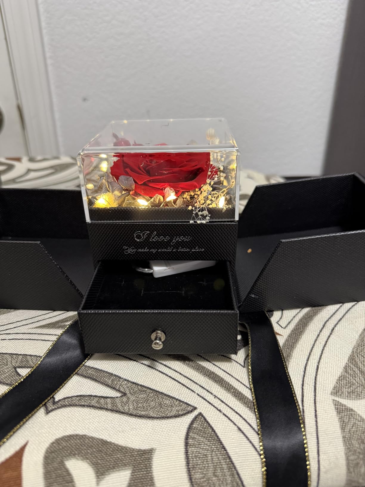 Valentines Day Gifts for Her Women Girlfriend Wife Fiancee - Preserved Real Rose with Heart Necklace 