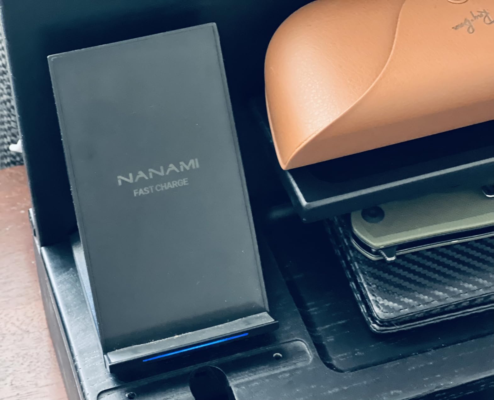 TESLYAR Wood Phone Docking Station with Drawer - Nightstand Organizer - Desk Organizer for Husband - Birthday Gifts for Men, Dad, Anniversary Idea, Key Holder Stand Watch & Accessories (Desert Beige) Customer Review TESLYAR Wood Phone Docking Station with Drawer - Nightstand Organizer - Desk Organizer for Husband - Birthday Gifts for Men, Dad, Anniversary Idea, Key Holder Stand Watch & Accessories (Desert Beige) - Customer Photo 1