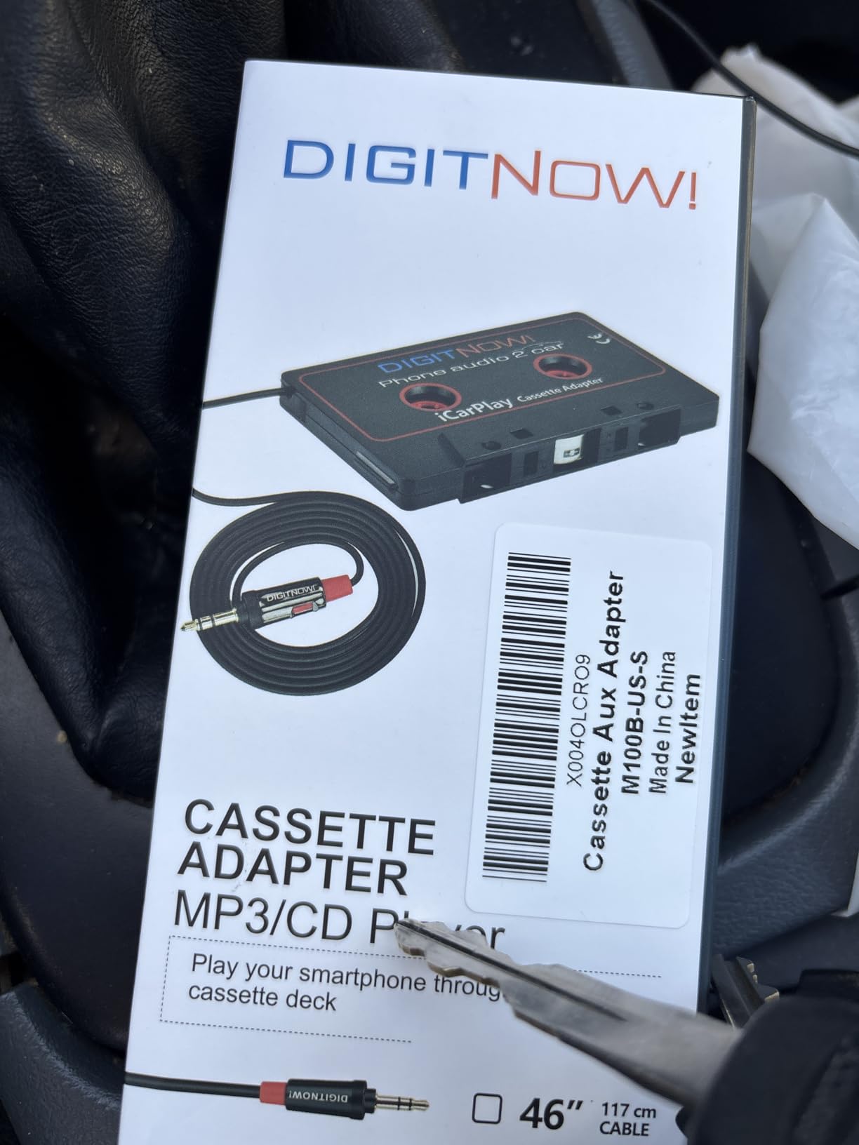 Cassette AUX Adapter 3.5MM Car Audio Converter, Suitable for Car Audio, Tape Player Adjustable Cable Direction, Plug & Play(Black) customer photo 1