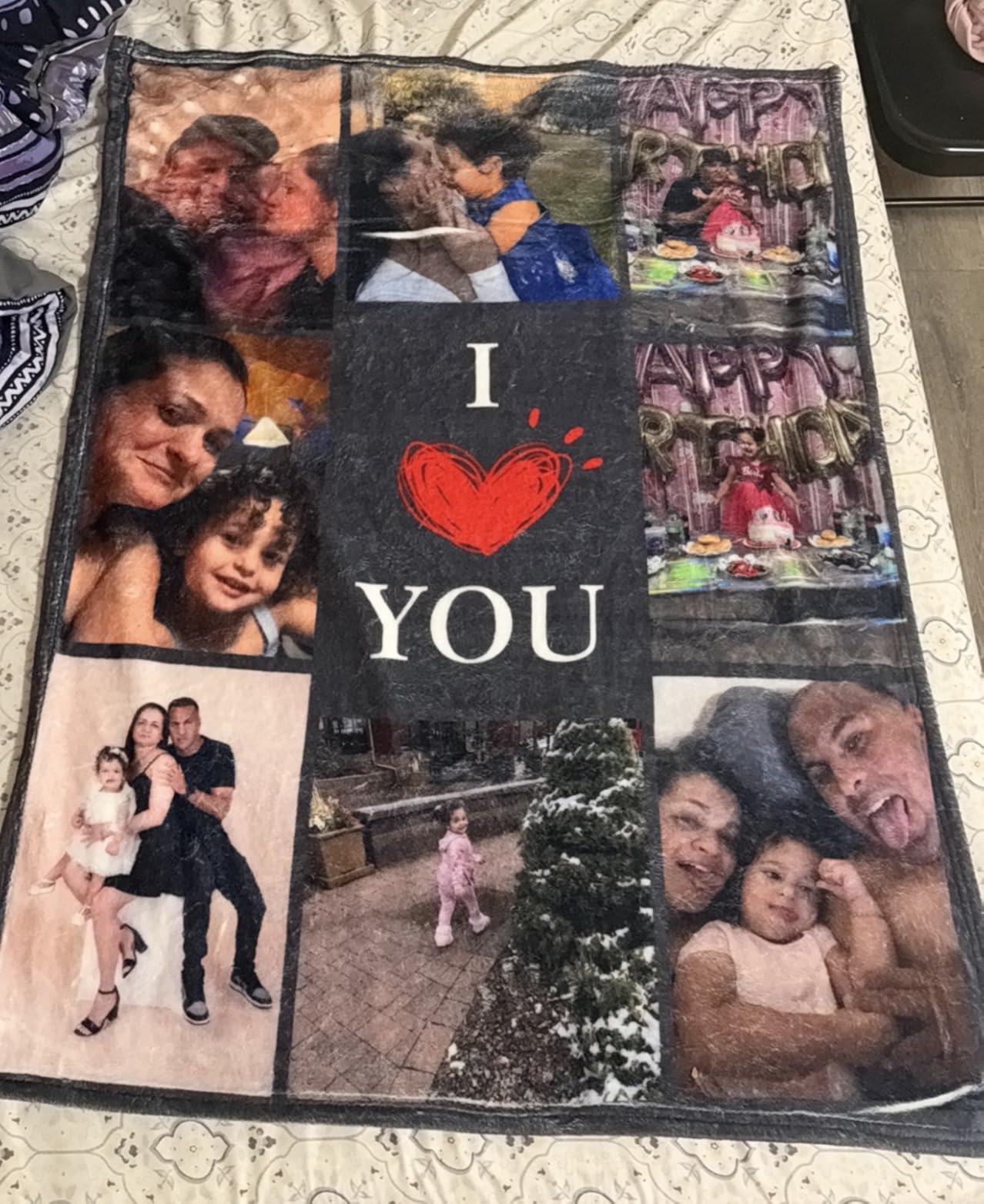 Ship Next Day Personalized Valentines Day Unique Gifts for Boyfriend Girlfriend, Custom Couples Blanket with Photos, Customized Photo Blanket I Love You Birthday Gifts for Wife Husband Him/Her - Customer Photo 1