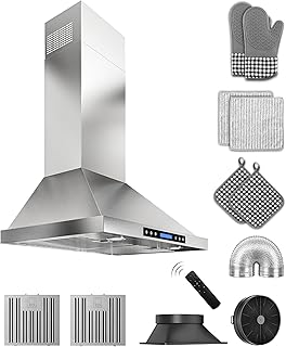 FlyPine 30 inch Stainless Steel Wall Mount Range Hood, 900 CFM with Remote Control - FlyPine