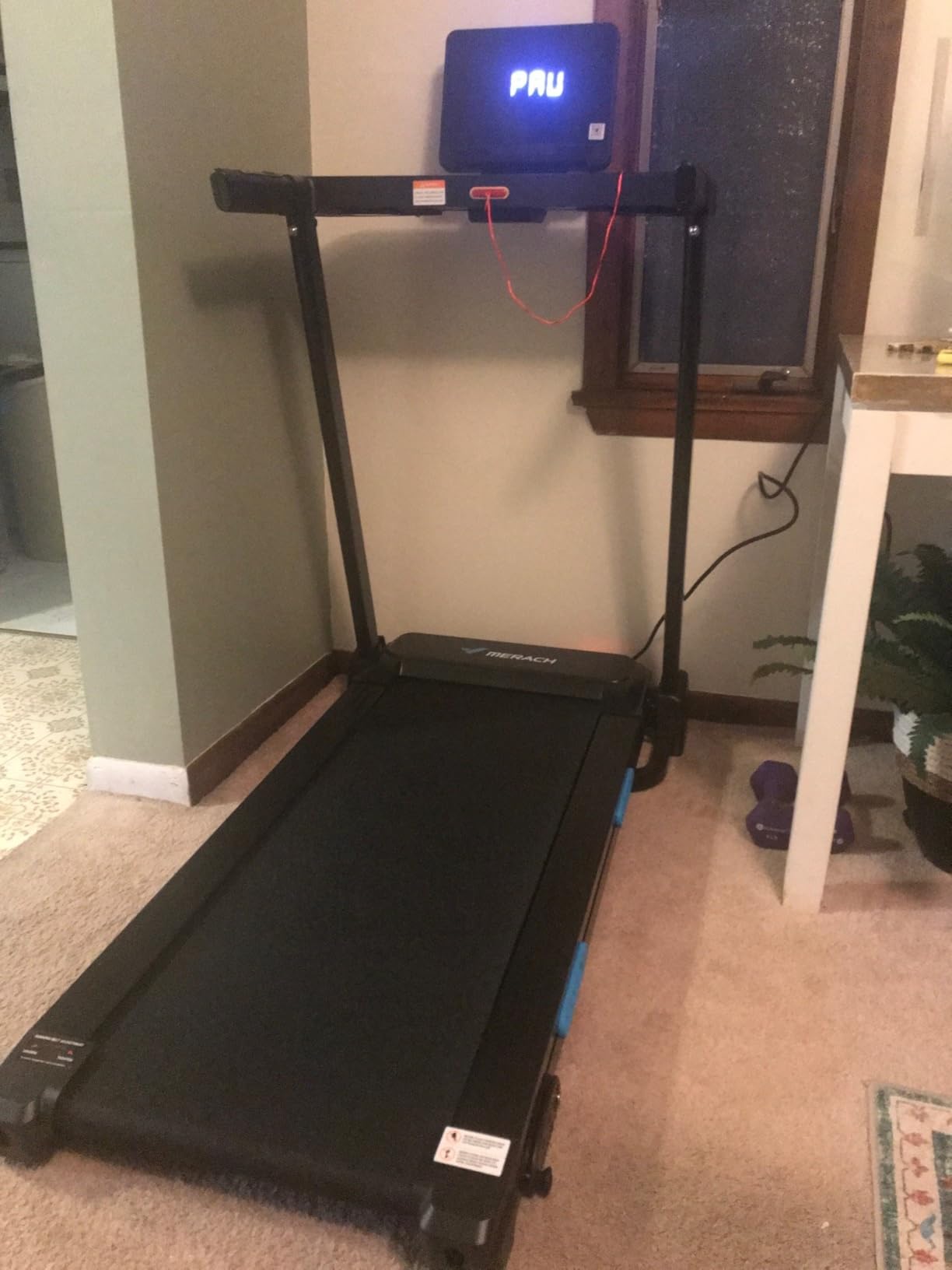 MERACH Incline Treadmill with Incline 6%-15%, 7-Layer Belt 300LBS Capacity Tredmill Foldable Handle Running Treadmills for Home, 0.5-7.5MPH 3.0HP Incline Folding Treadmill LED with APP Threadmill customer photo 2