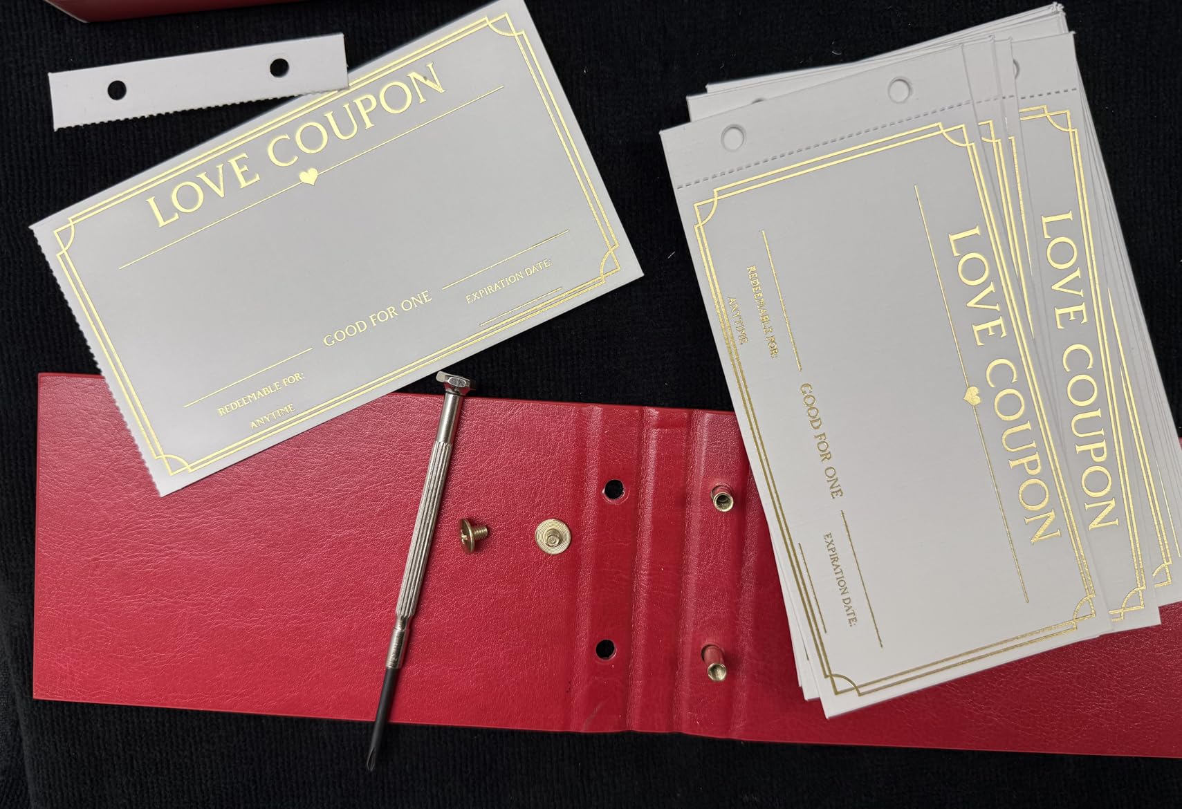 JULEASEL Love Coupons for Him – 30 Blank Personalized Coupons | Romantic Valentines Gifts for Him, Thoughtful Valentines Day Gifts for Husband, Cute Vday Gift for Boyfriend (Ruby Red) - Customer Photo 1