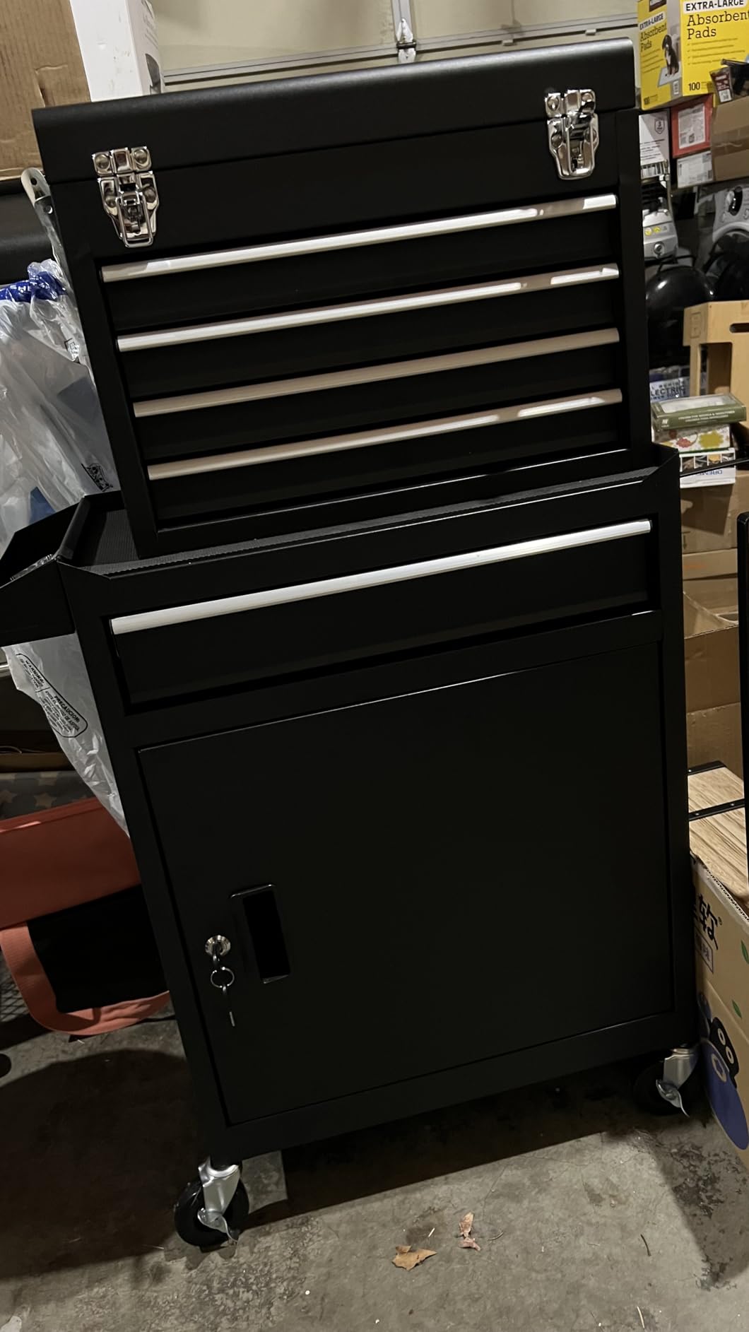 5-Drawer High Capacity Rolling Tool Box, Removable Cabinet Storage Tool Chest with Wheels and Drawers, Detachable Toolbox with Lock for Mechanics Garage Workshop and Tool Room (Black) customer photo 1