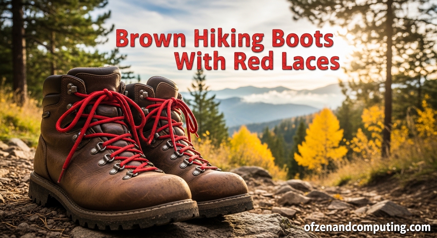 Brown Hiking Boots With Red Laces