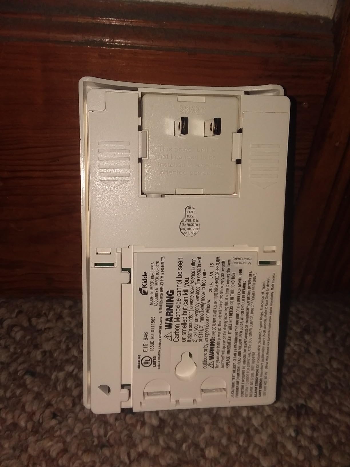 Kidde Carbon Monoxide Detector, Plug In Wall with 9-Volt Battery Backup, Digital LED Display customer photo 2