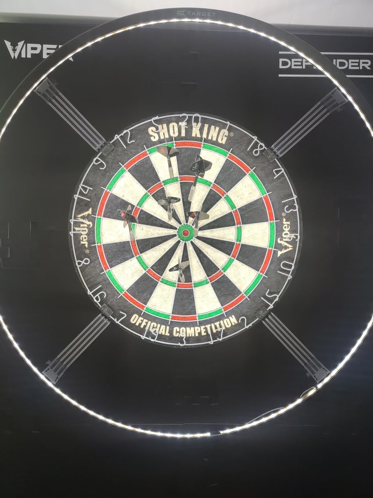 Viper by GLD Products Shot King Regulation Bristle Steel Tip Dartboard Set with Bullseye Metal Radial Spider Wire Compressed Sisal Board with Rotating Number Ring Includes 6 Darts customer photo 2