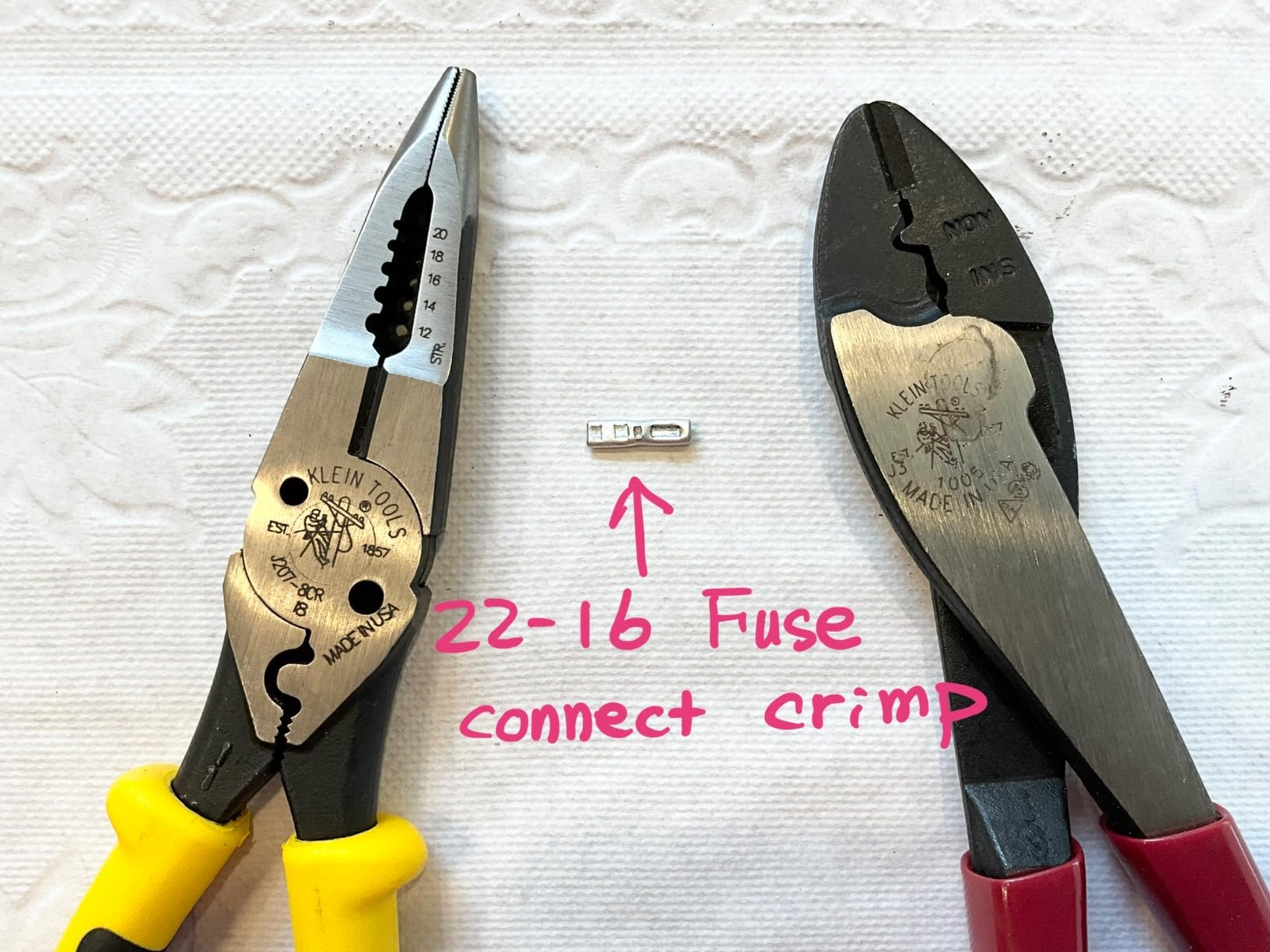 Klein Tools 1005 Cutting/Crimping Tool, Made in USA, Cutter/Crimper for 10-22 AWG Terminals and Connectors, Crimper for Insulated and Non-Insulated Terminals customer photo 2