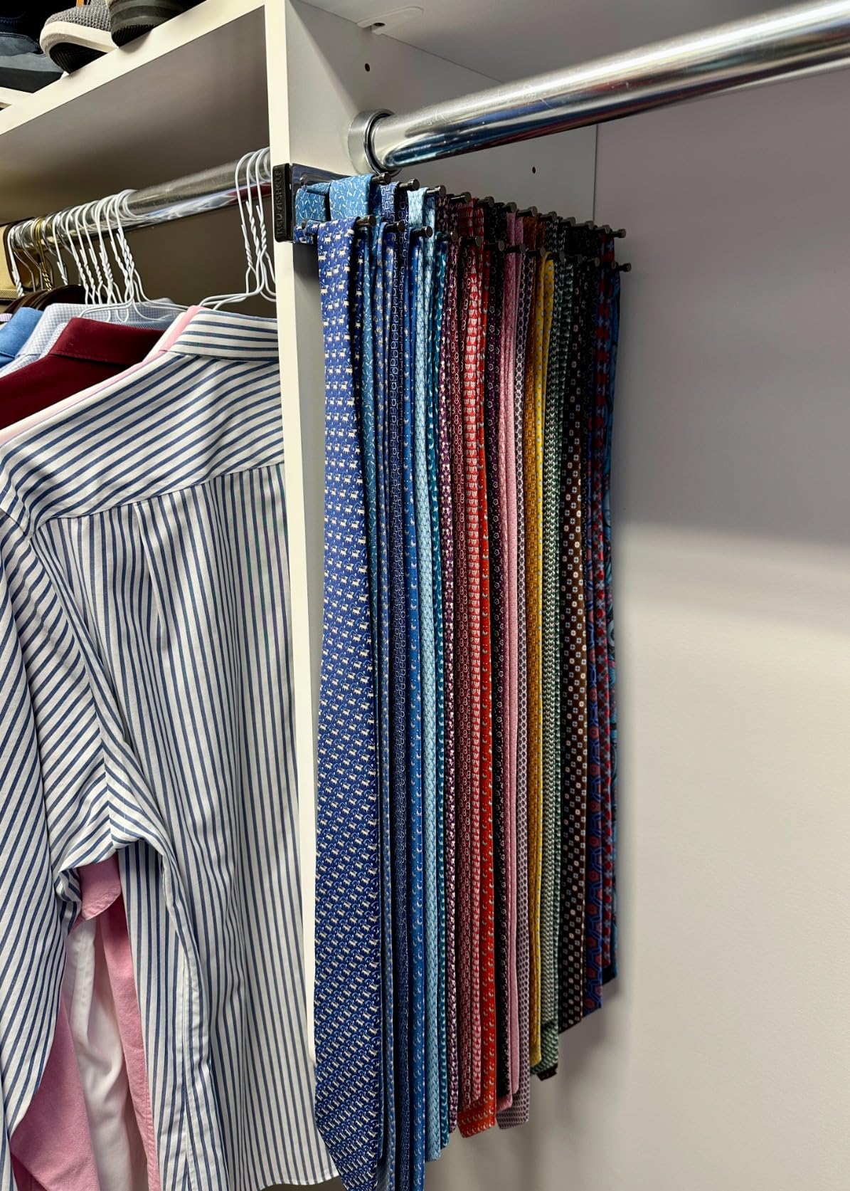 Rev-A-Shelf Pullout 14 Inch Side Mount Extending Closet Tie and Belt Organization Storage Rack Holder for Up to 25 Ties, Chrome, TRC-14CR customer photo 2