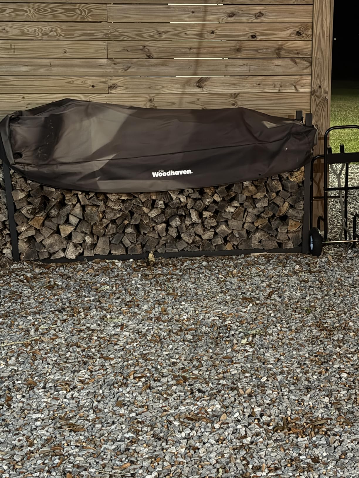 Woodhaven 8-Foot Firewood Rack - American Brand - 1/2 Cord Raised Lumber Storage Rack - Keeps Wood Dry & Ready - Heavy-Duty Steel, Lifetime Structural Warranty (With Cover) customer photo 1