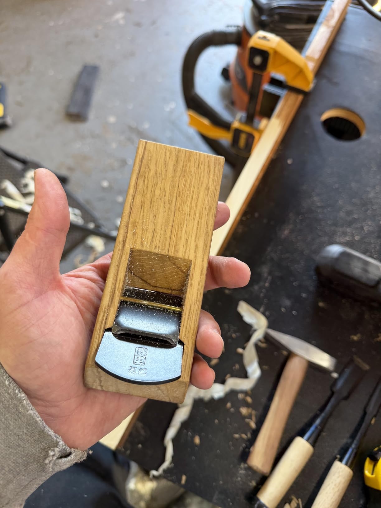 KAKURI Japanese Block Plane 50mm for Woodworking, KANNA Smoothing Plane Manual Hand Planer Tool for Finishing Wood, 9.5 x 2.5 x 2.3 inches, ECO Oak Body, Made in JAPAN customer photo 2