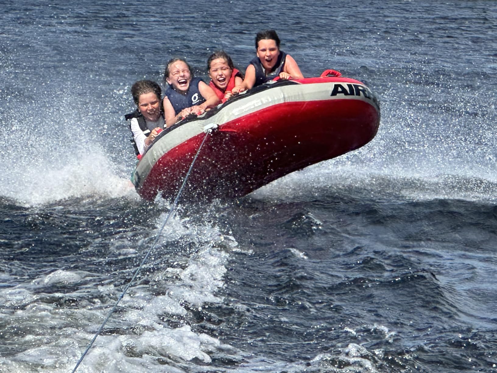 Airhead G-Force Inflatable Towable Tube, 2-4 Rider Models, Dual Tow Points, Full Nylon Cover, Kwik-Connect, Patented Speed Valve, Boat Tubes and Towables customer photo 2