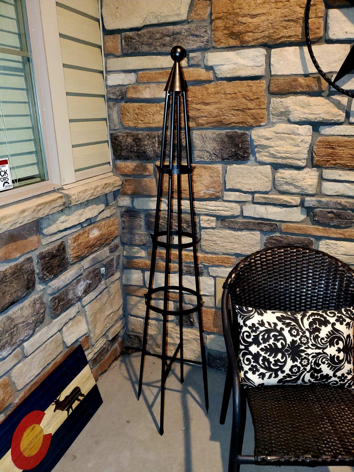 Achla Designs OBL-01, 61-in Wrought Iron Garden Obelisk Trellis, H, Graphite customer photo 1
