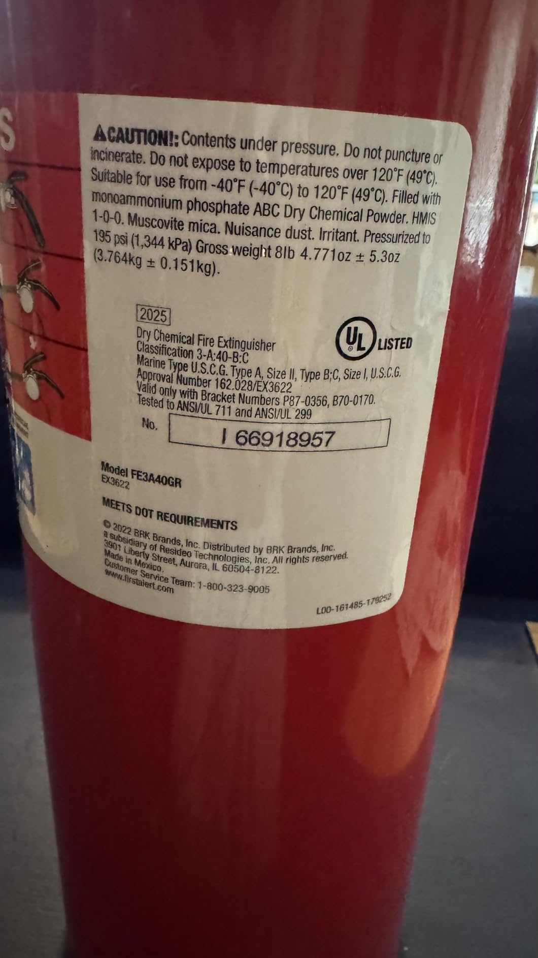 FIRST ALERT PRO5 Rechargeable Heavy Duty Fire Extinguisher, UL RATED 3-A:40-B:C, Red, 1-Pack customer photo 2