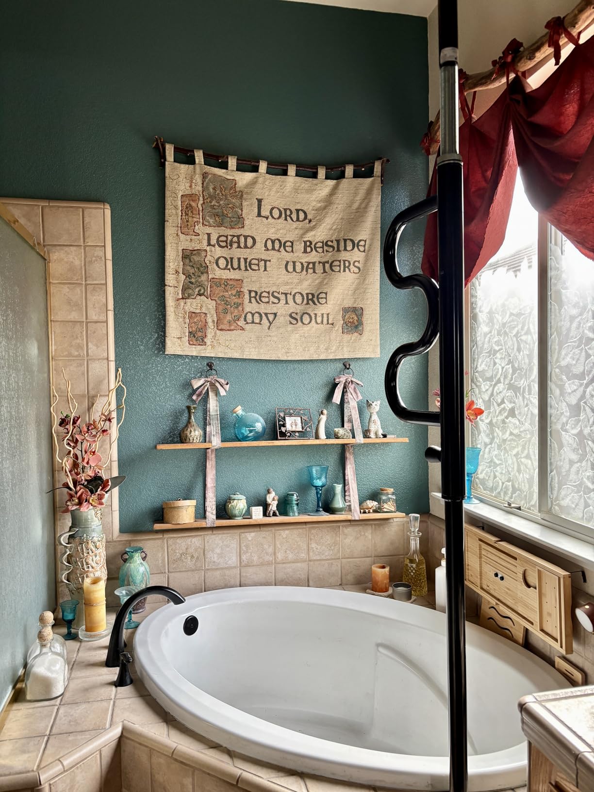 Stander Wonder Pole, Security-Pole and Curve Grab Bar, Tension Mounted Floor to Ceiling Transfer-Pole for Seniors, Elderly Adults, Bathroom Safety Assist and Stability Rail, Black customer photo 1