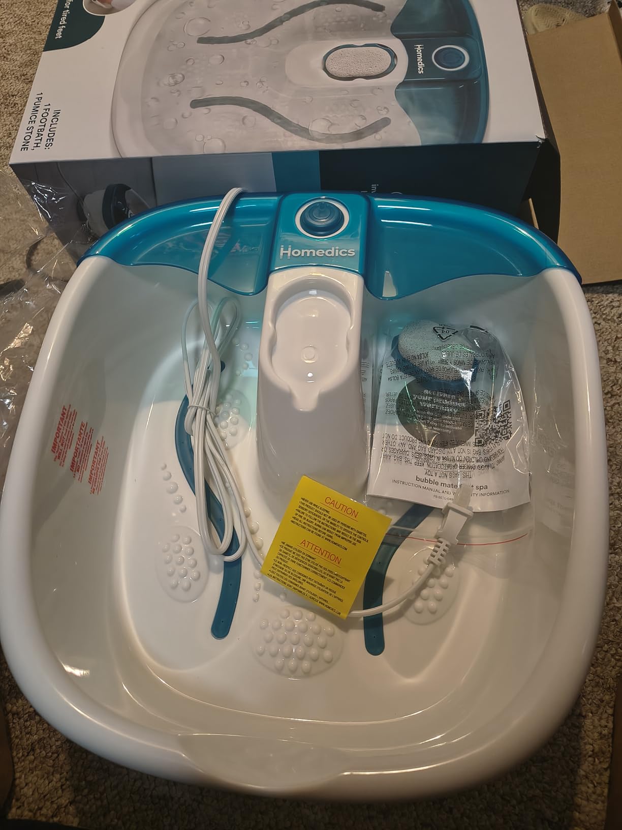 Homedics Bubble Mate Foot Spa, Toe Touch Controlled Foot Bath with Invigorating Bubbles and Splash Proof, Raised Massage Nodes and Removable Pumice Stone customer photo 2