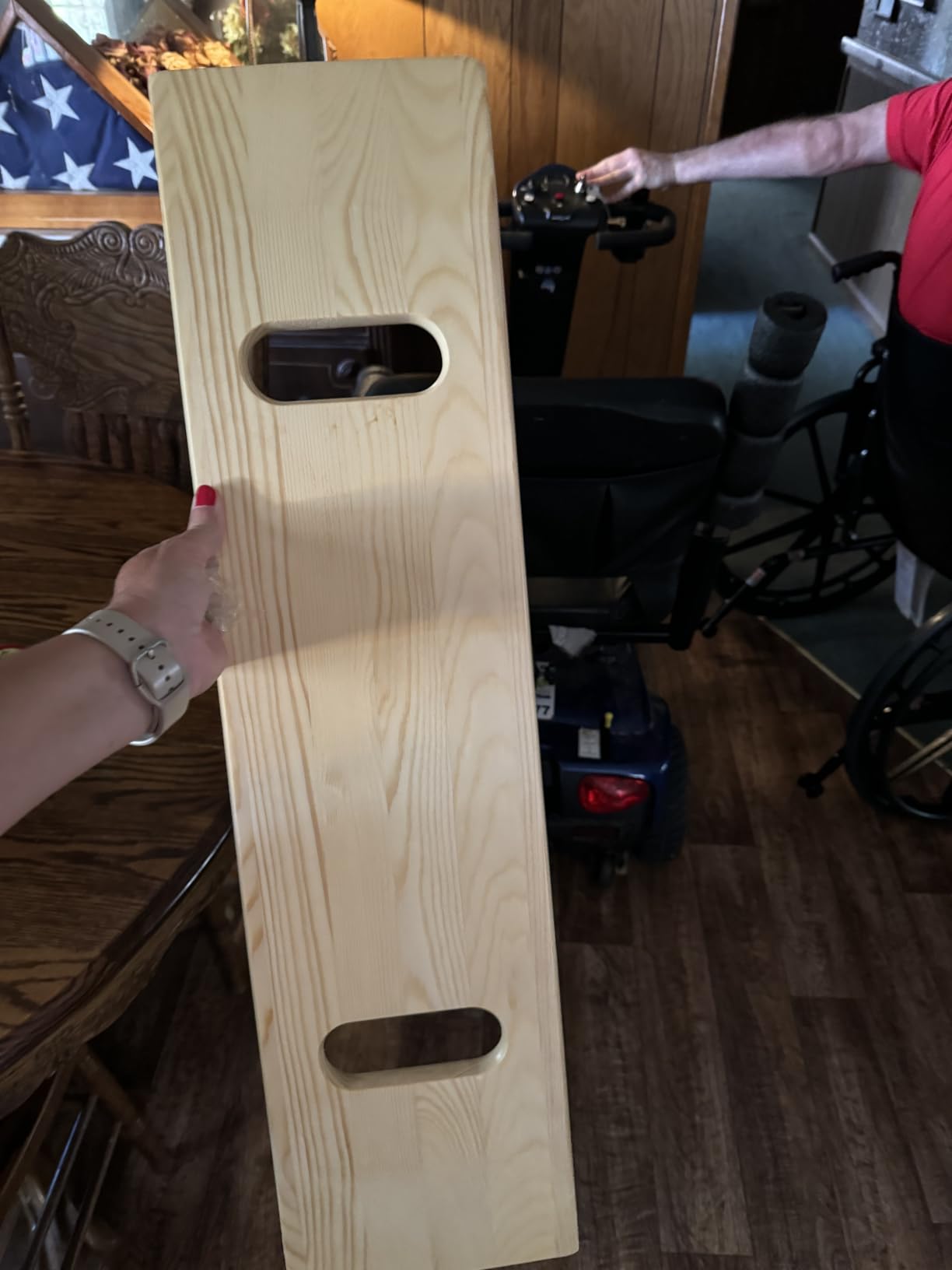 DMI Transfer Board and Slide Board, FSA Eligible, Made of Heavy-Duty Wood for Patient, Senior and Handicap Move Assist and Slide Transfers, Holds up to 440 Pounds, 2 Cut out Handles, 30 x 8 x 1 customer photo 1