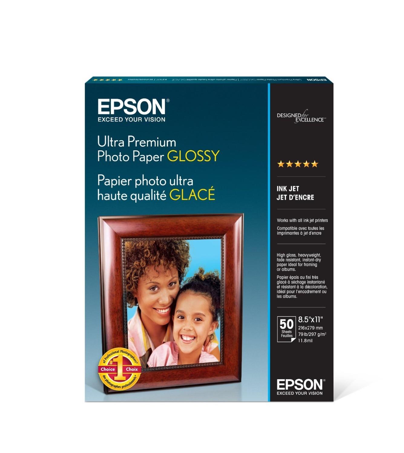 Epson Ultra Premium Photo Paper GLOSSY (8.5x11 Inches, 50 Sheets) (S042175),White customer photo 1