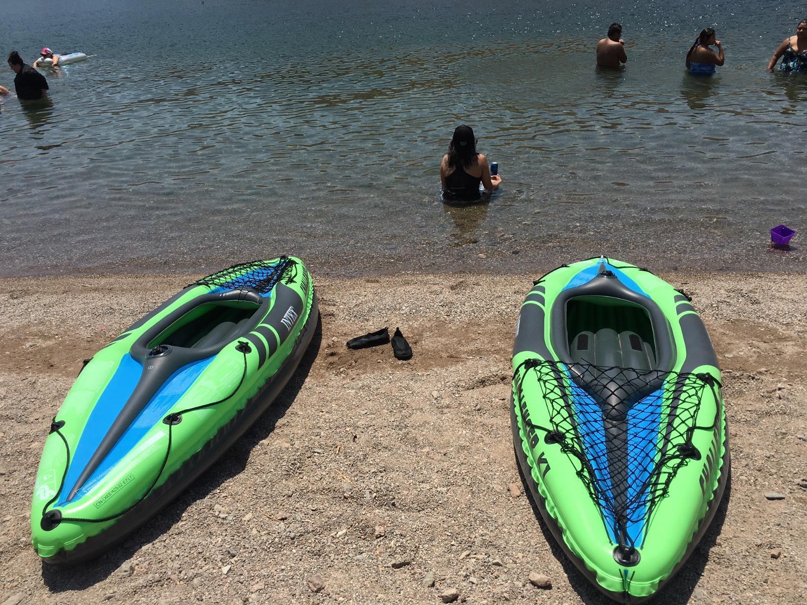 INTEX Challenger Inflatable Kayak Series: Includes Deluxe 86in Kayak Paddles and High-Output Pump - SuperStrong PVC - Adjustable Seat with Backrest - Removable Skeg - Cargo Storage Net customer photo 1