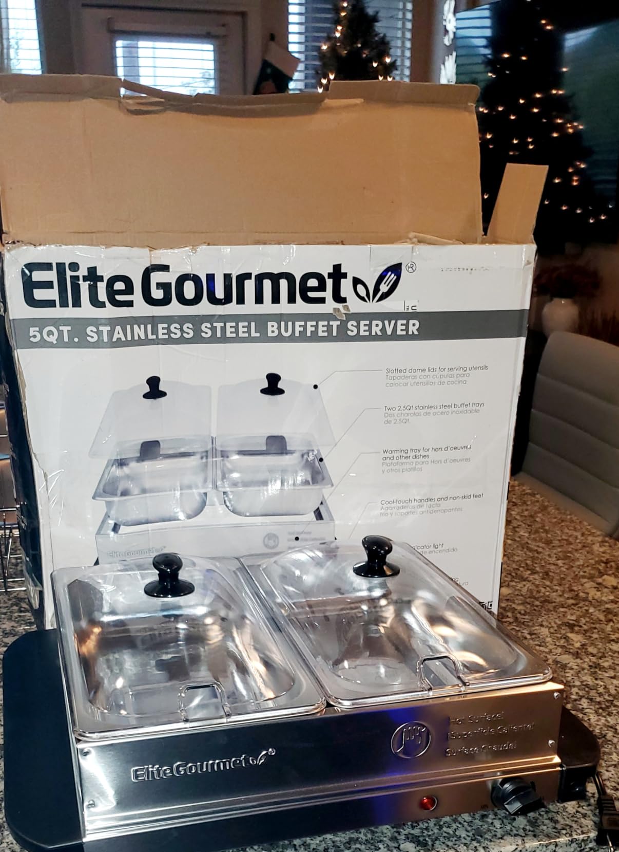 Elite Gourmet EWM-6122 Dual 2 x 2.5 Qt. Trays, Buffet Server, Food Warmer Temperature Control, Perfect for Parties, Entertaining & Holidays, 5 Qt Total, Stainless Steel customer photo 1