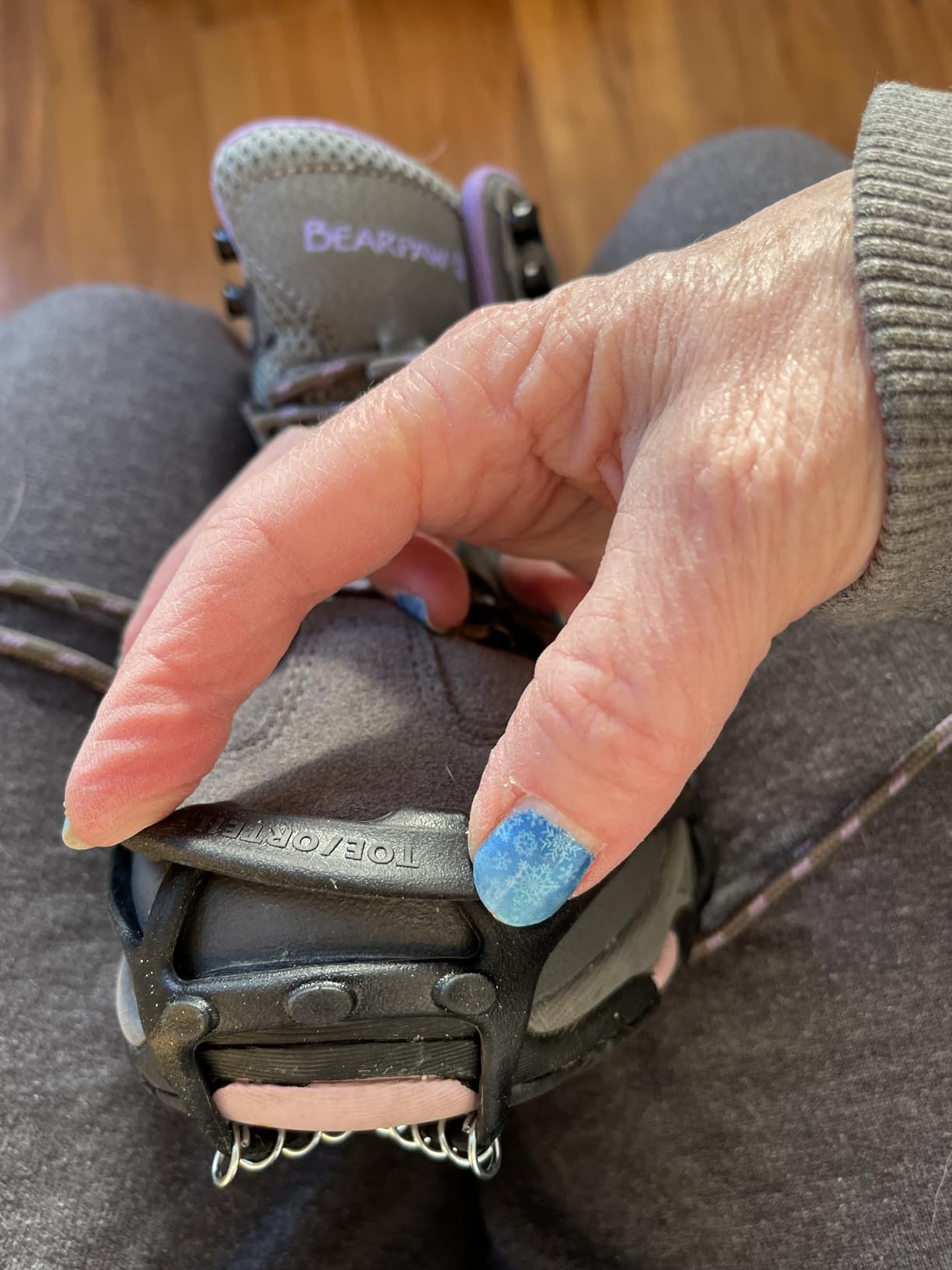 Yaktrax Walk Traction Cleats - 360-Degree Grip on Snow, Ice, & Multi-terrain Surfaces - Elastic Outer Band w/ Easy-On/Off Heel Tab & 1.2mm Zinc-coated Steel Coils - Abrasion & Rust Resistant - Unisex customer photo 2