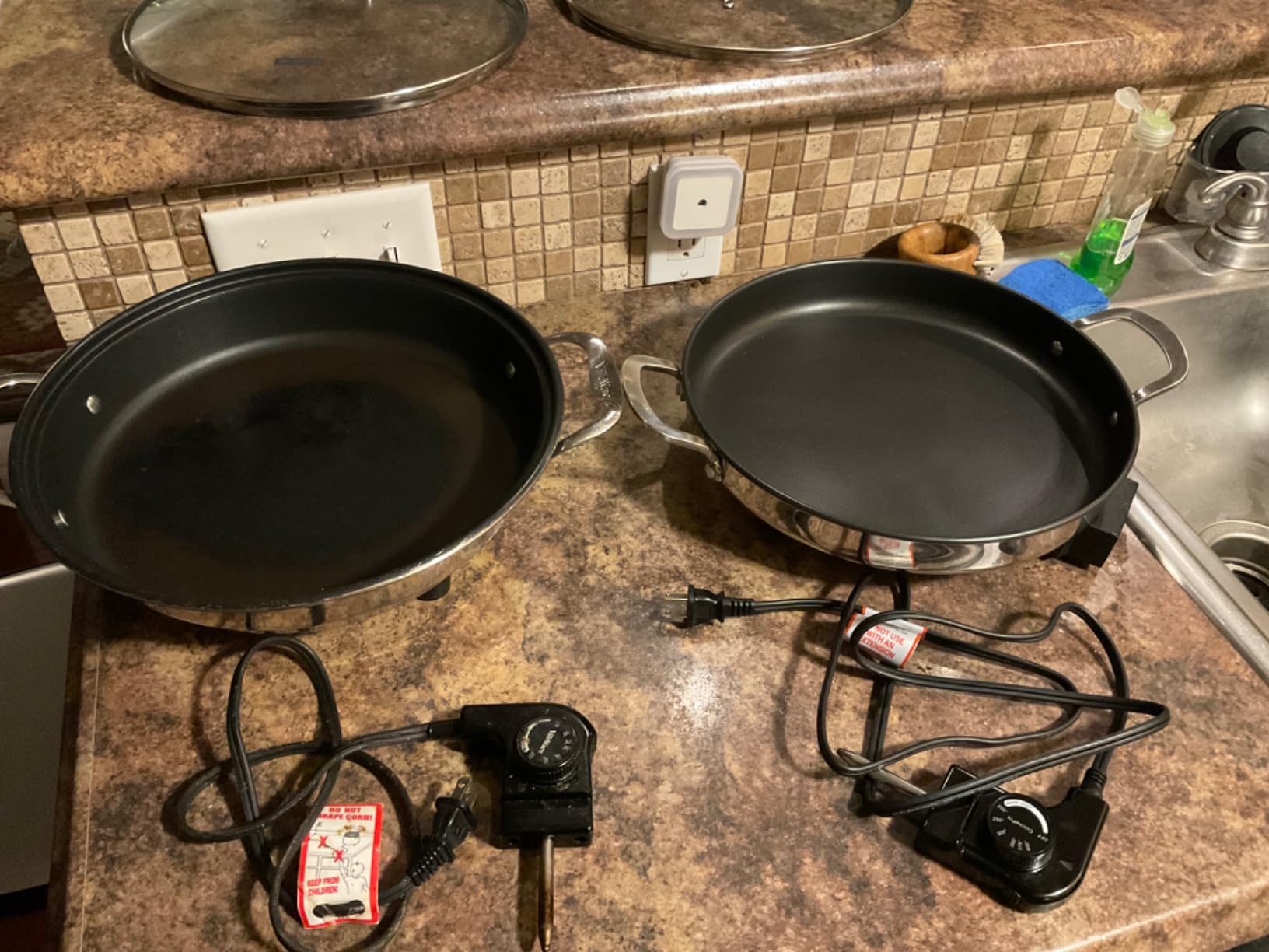 Electric Skillet By CucinaPro- 18/10 Stainless Steel, Frying Pan w Non Stick Interior, Tempered Glass Lid w Handles, 12