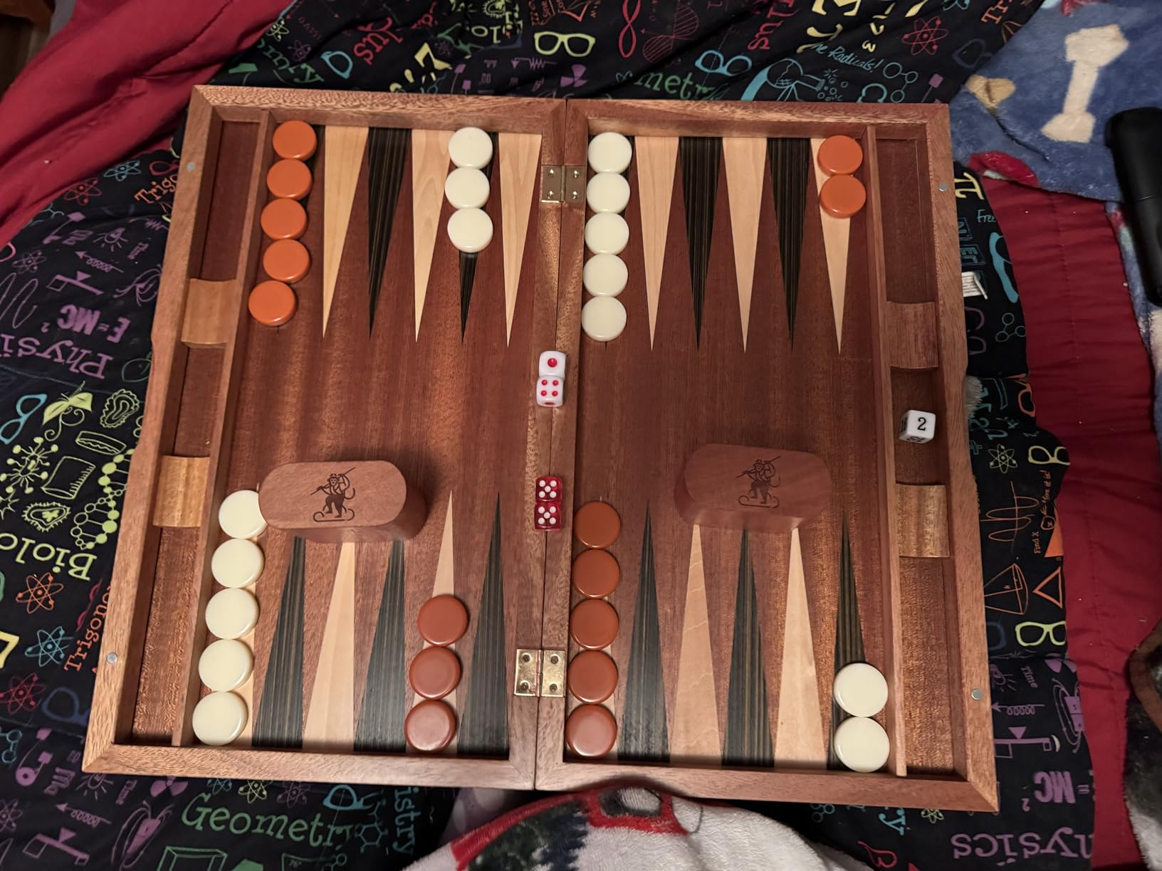 Yellow Mountain Imports Wooden Inlaid Backgammon Set, Cascadia - with Acrylic Playing Pieces & Wooden Dice Cups, 17-inch Board customer photo 2