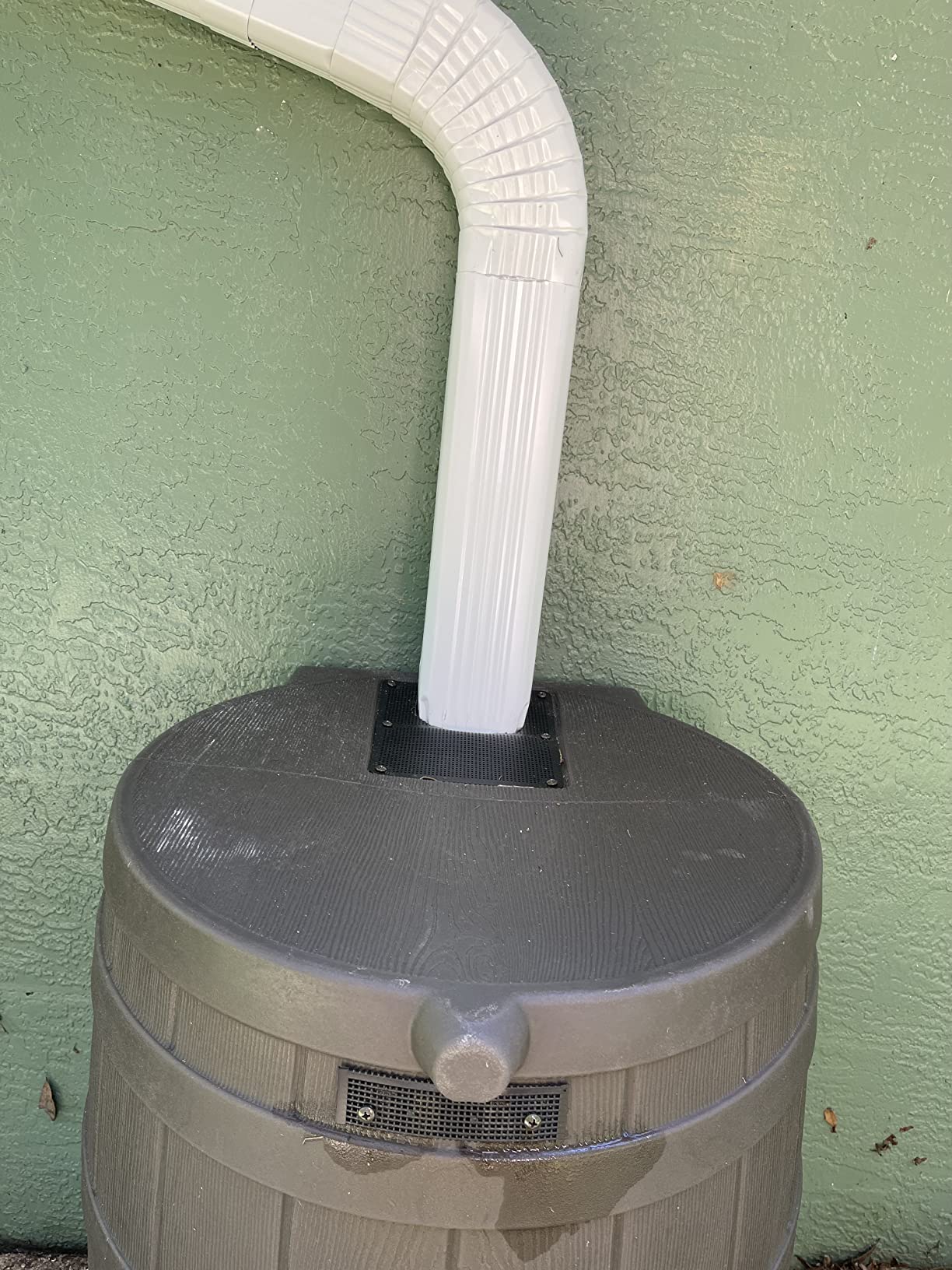 Good Ideas Rain Wizard Water Collection Plastic Barrel, Oak, 50 Gallon - Linkable Flat-Back Faux Wood Rainwater Catcher Storage Drum w/ Robust Metal Spigot & Fine Mesh Screen customer photo 2