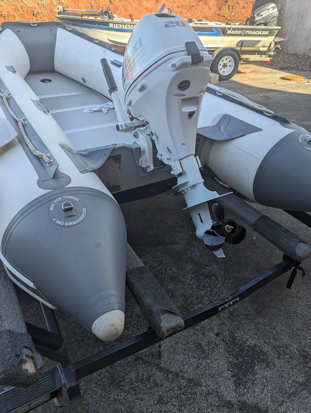 Newport 12ft 6in Catalina Inflatable Dinghy Boat Transom Sport Tender - 6 Person - 20 Horsepower USCG Rated, White/Gray customer photo 1