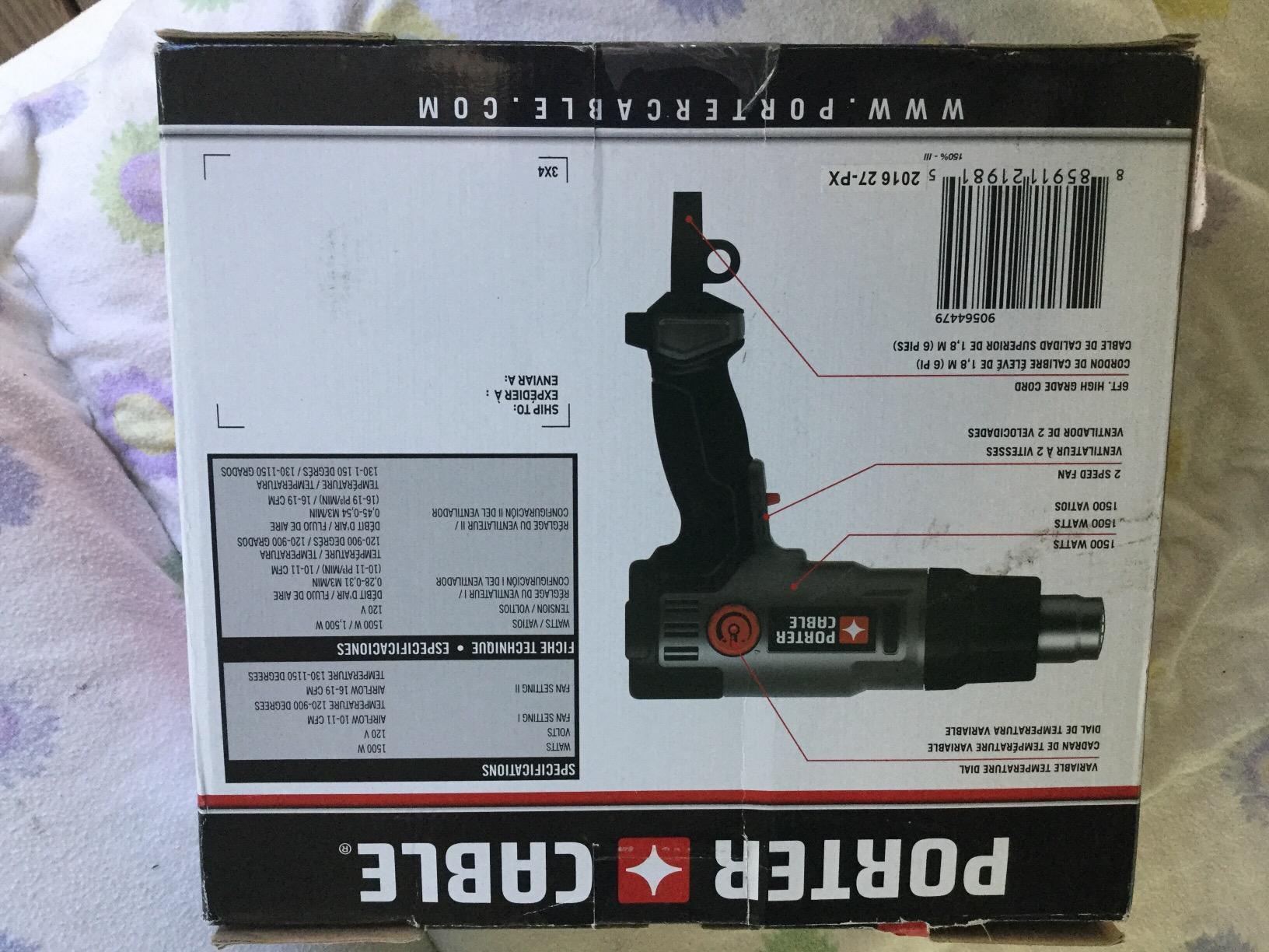 PORTER-CABLE Heat Gun, 1500 Watt, Dual Temperature Settings, Corded (PC1500HG) customer photo 2