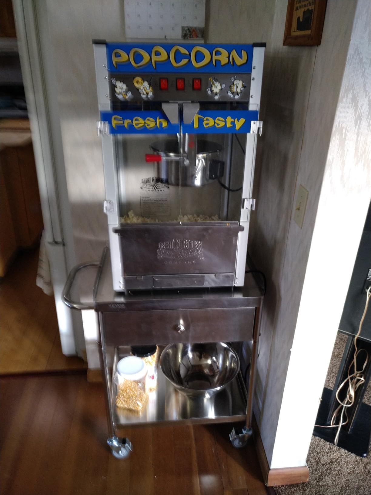 Top Star Popcorn Machine - 12oz Stainless-Steel Kettle, Reject Kernel Tray, Warming Light, and Accessories by Great Northern Popcorn (Red and Yellow) customer photo 1