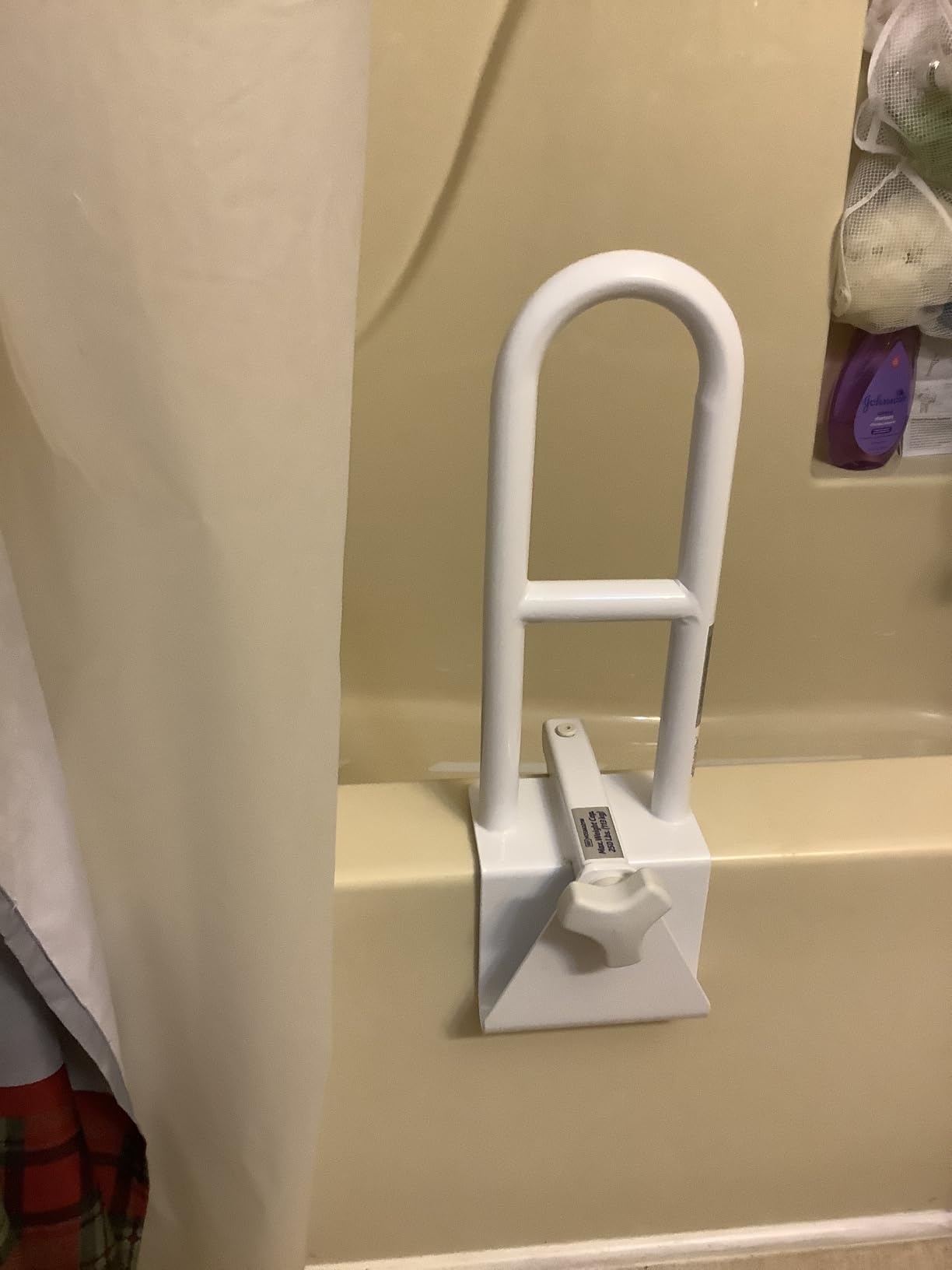 Drive Medical Adjustable Bathtub Grab Bar & Bathtub Safety Rail - Easy Clamp-On Installation - Durable Powder-Coated Steel Construction - Adjustable Height 14