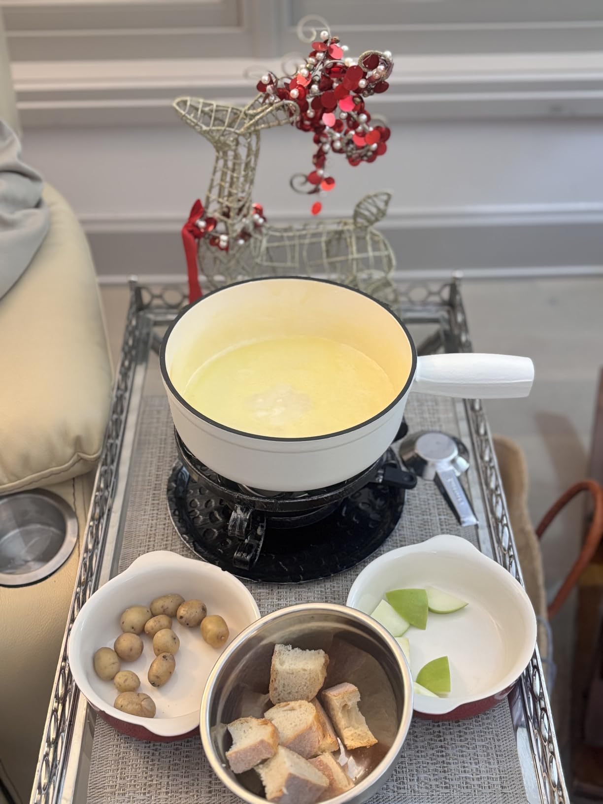 Swissmar Lugano Cast Iron Cheese Fondue Set, 9-Piece, 2 QT / 2 L - Ideal for Melting Cheese, Chocolates, Caramel, & More - Perfect for Kitchen Collection & Gift Giving - Cherry Red customer photo 1