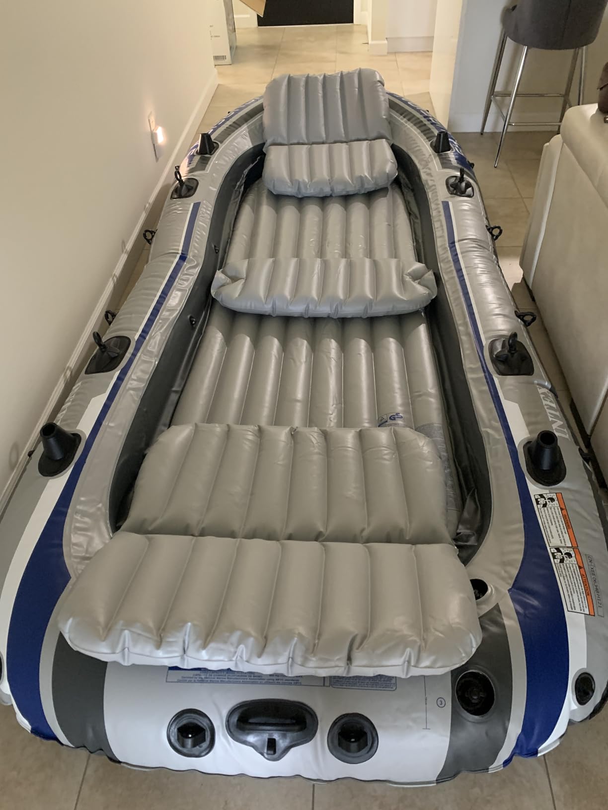 INTEX 68324EP Excursion 4 Inflatable Boat Set: Includes Deluxe 54in Boat Oars and High-Output Pump - Adjustable Seats with Backrest - Fishing Rod Holders - 4-Person - 1100lb Weight Capacity customer photo 2