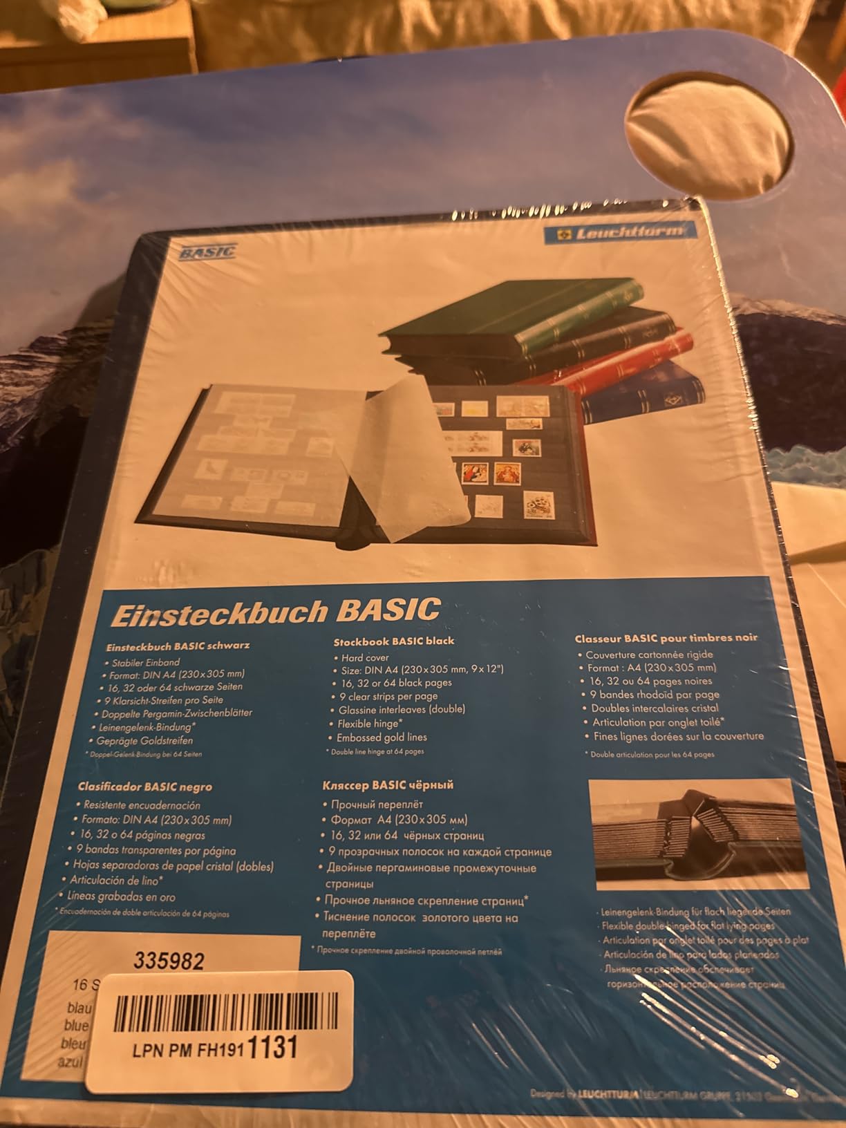 LIGHTHOUSE BASIC Hard Cover Stockbook for Stamps - 32 Black Cardstock A4 Pages with Clear Strips - Green customer photo 1