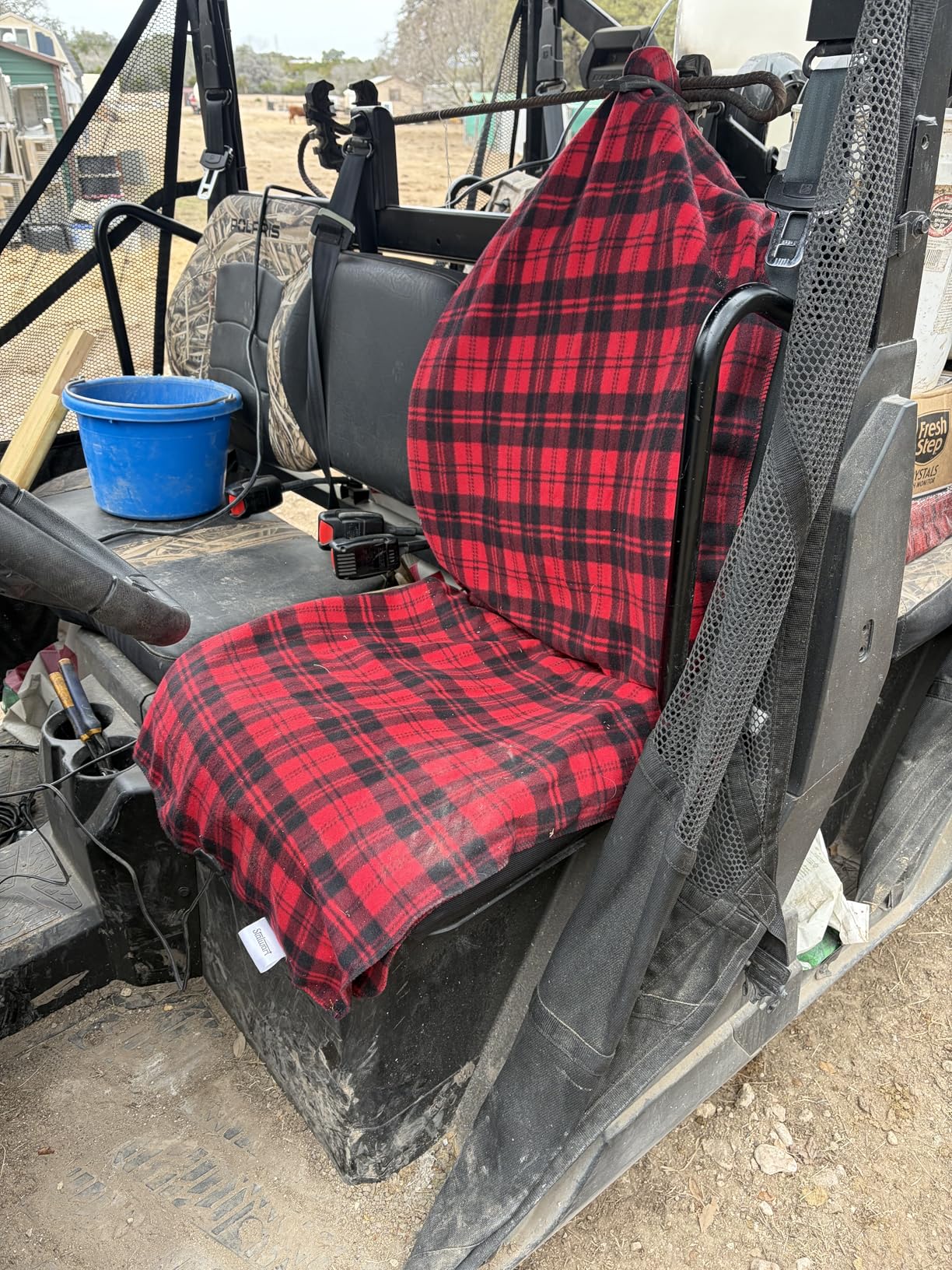 Heated Blanket - 12-Volt Electric Blanket for Car, Truck, SUV, or RV - Portable Winter Car Accessories for Camping or Travel by Stalwart (Black Plaid) customer photo 2