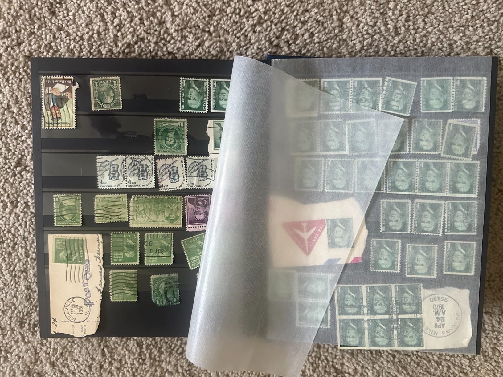 LIGHTHOUSE BASIC Hard Cover Stockbook for Stamps - 32 Black Cardstock A5 Pages with Clear Strips - Red customer photo 1