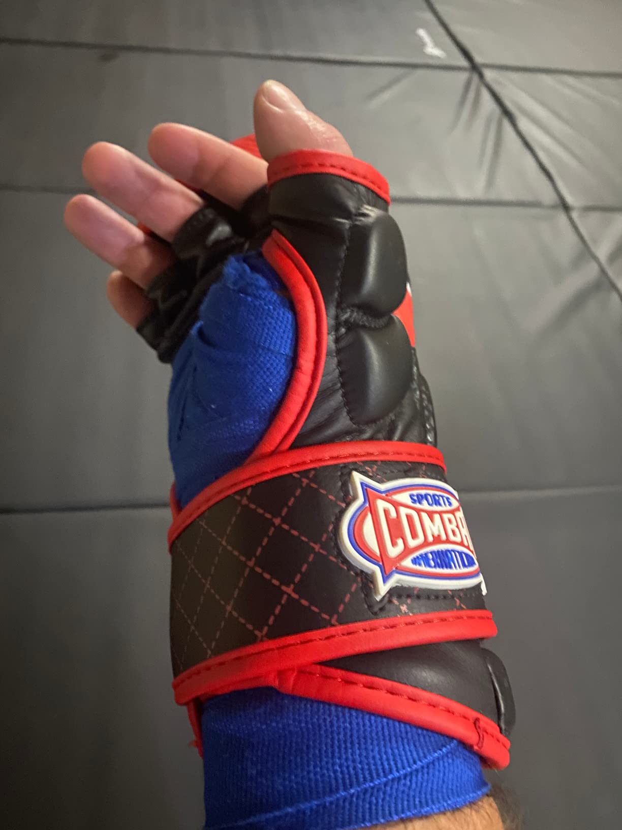 Combat Sports Max Strike MMA Training Gloves, Open Palm Fingerless Gloves for MMA, Muay Thai, and Kickboxing customer photo 2