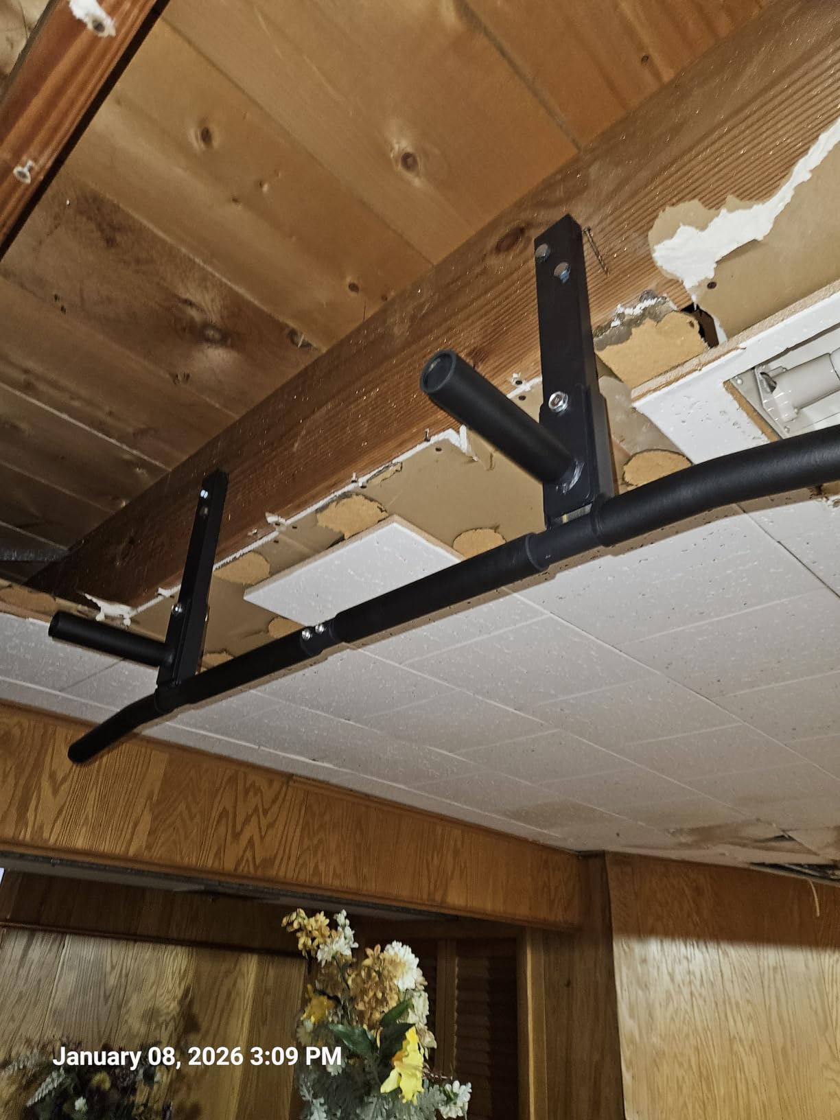 AmStaff Fitness Joist Mount Pull Up Bar, Ceiling Mounted Chin Up Bar for Home Gym, Crossfit, Beam, Rafter - Heavy Duty, Multi Grip, 42