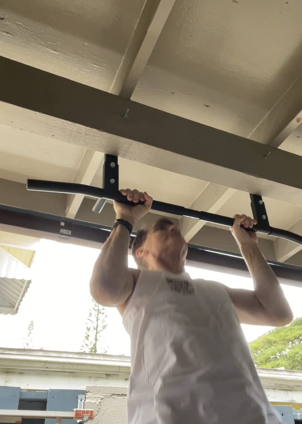 AmStaff Fitness Joist Mount Pull Up Bar, Ceiling Mounted Chin Up Bar for Home Gym, Crossfit, Beam, Rafter - Heavy Duty, Multi Grip, 42