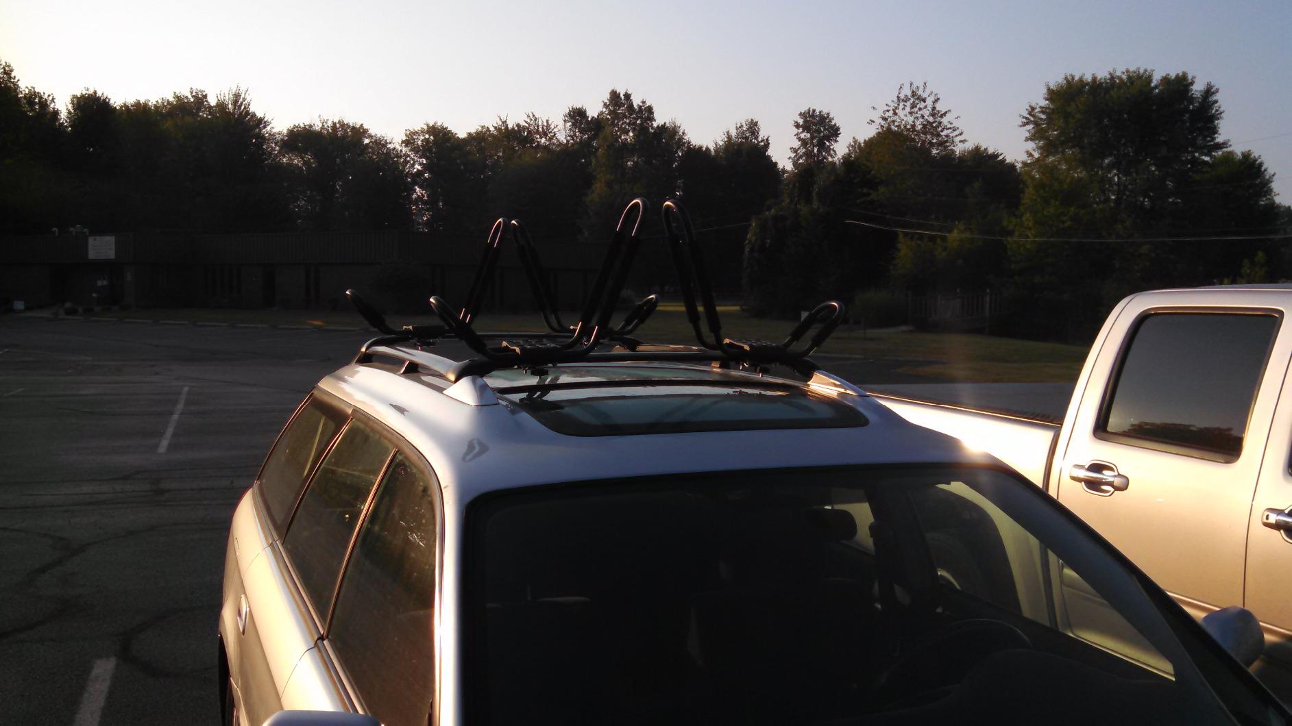 TMS Kayak Roof Racks for 2 Kayaks - Dual Universal Fit Carriers Include Two Sets of Straps for Cars, Trucks and SUVs - Easy to Mount J-Bar Style Carriers for Kayaks Canoes Paddleboards and Surfboards customer photo 2